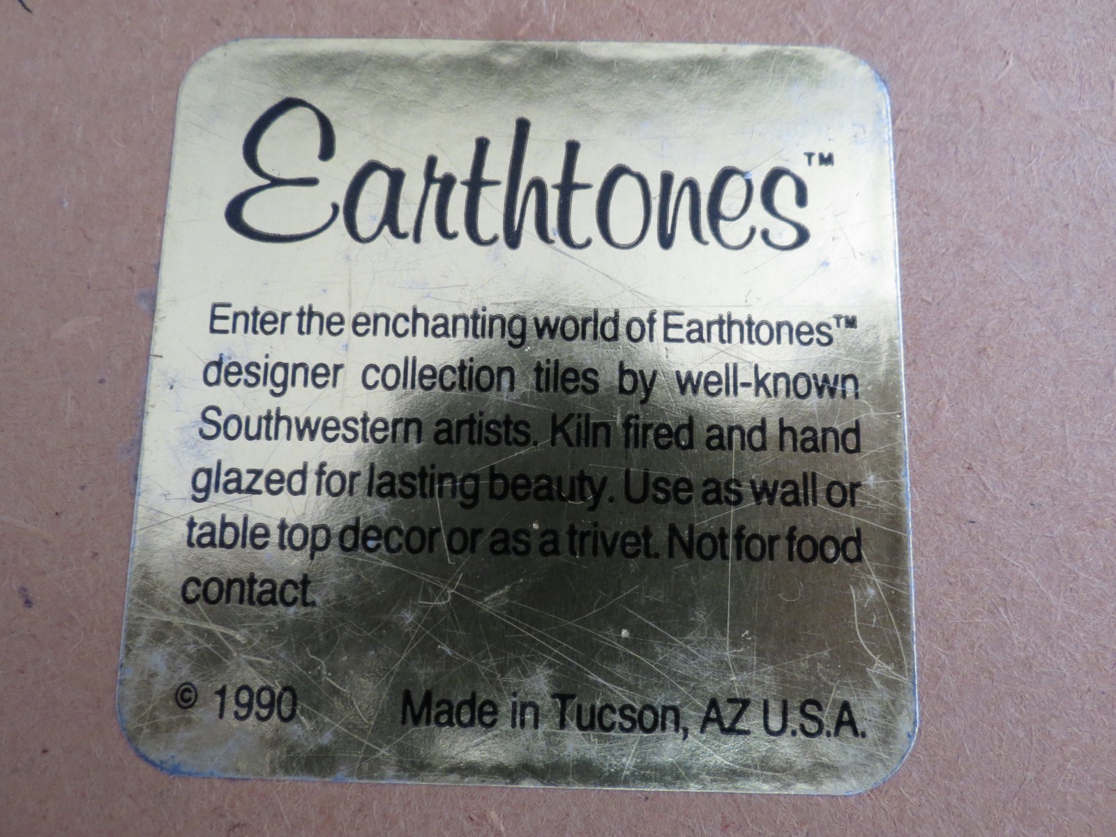 Vintage Earthtones Southwest Desert Scene Ceramic Tile Trivet 6×6″ Signed 1990