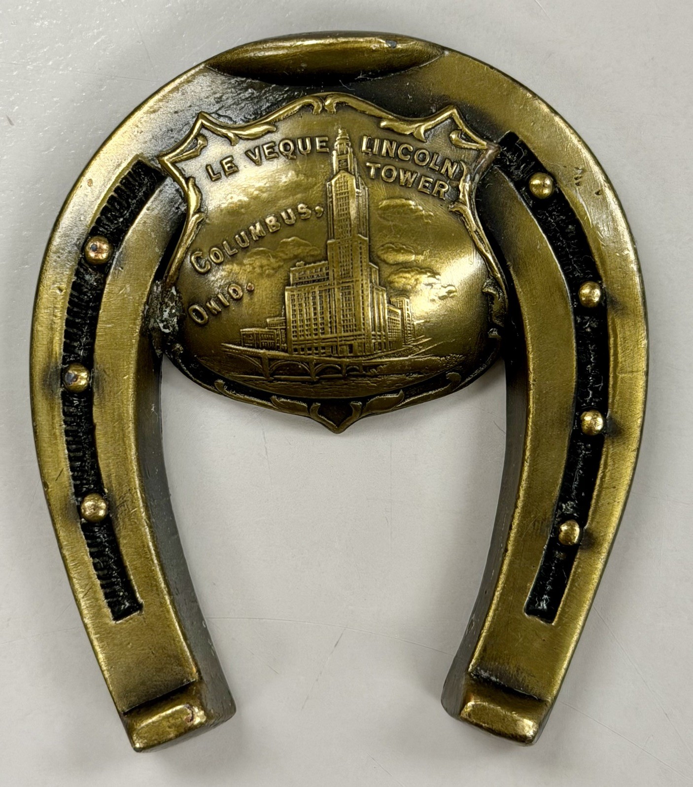 K&O Co. Vintage Horseshoe Paperweight Columbus Ohio Lincoln Tower Le Veque