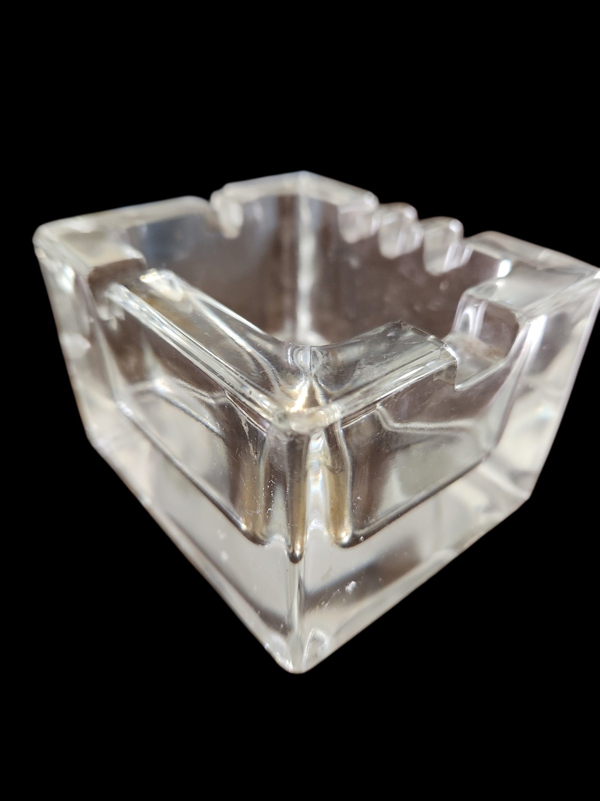 Vintage Crystal Art Glass Heavy Cigar/Cigarette Clear Ashtray. Kaj Franck?