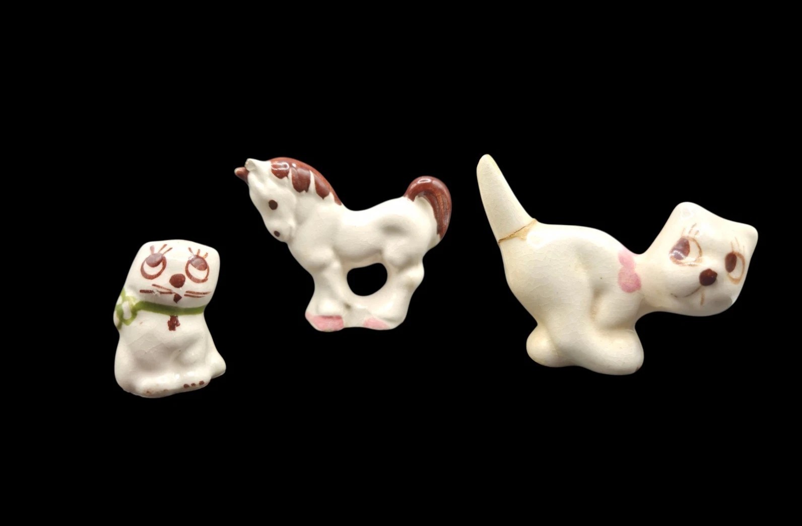 3 Vtg Rio Hondo California Pottery Figurines Horse Kitten Puppy MCM Please READ