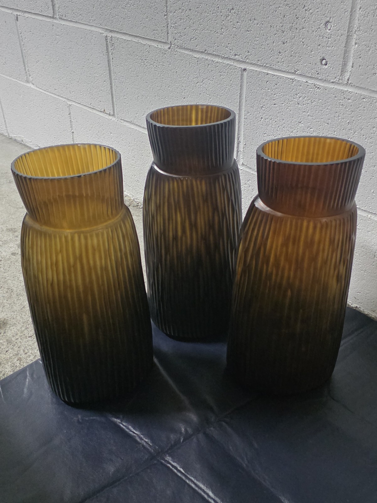 GUAXS Set of 3 Original Mouth‑Blown Glass Vases – 41 cm – Smoky Amber/Brown 🇩🇪