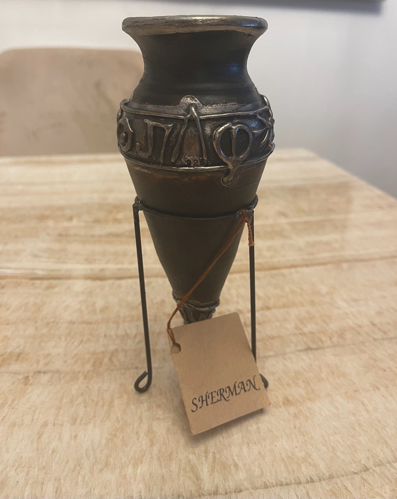 Handcrafted Sherman Israel Museum Replica Terracotta Vase 925 Sterling Silver