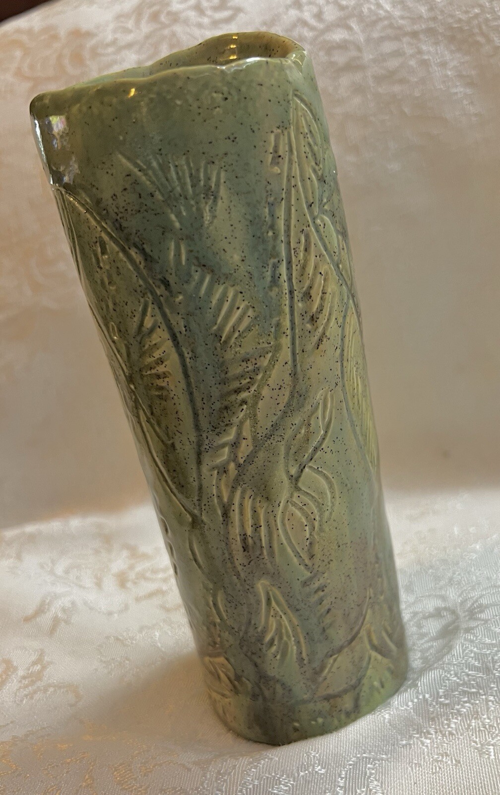 Signed LHandmade Glazed Pottery Bud Vase Artist N L D