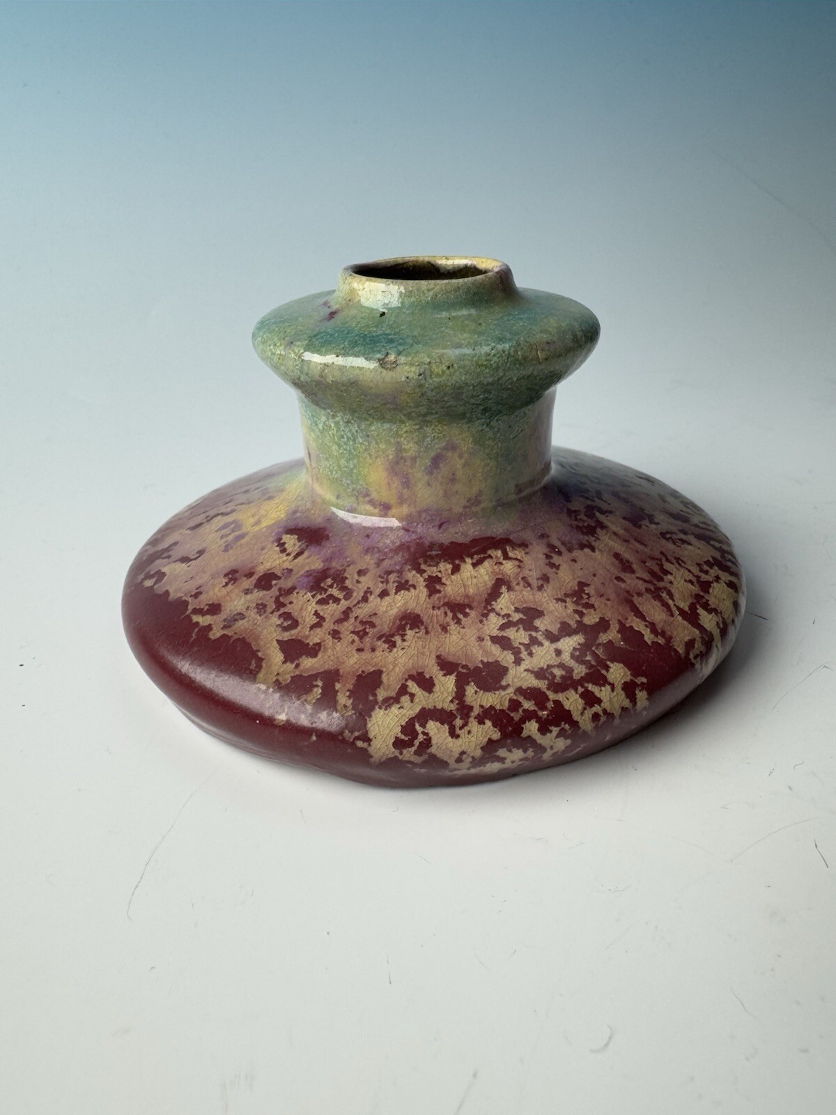Antique Pierre Adrien Dalpayrat Era Flambé Glazed Art Pottery Vase Or Inkwell