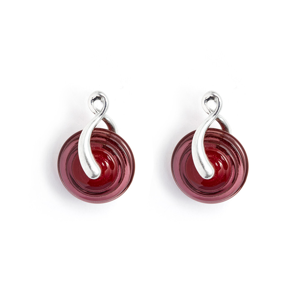 Fenton Glass Necklace & Earrings Set Sterling Silver Paper Lantern Design