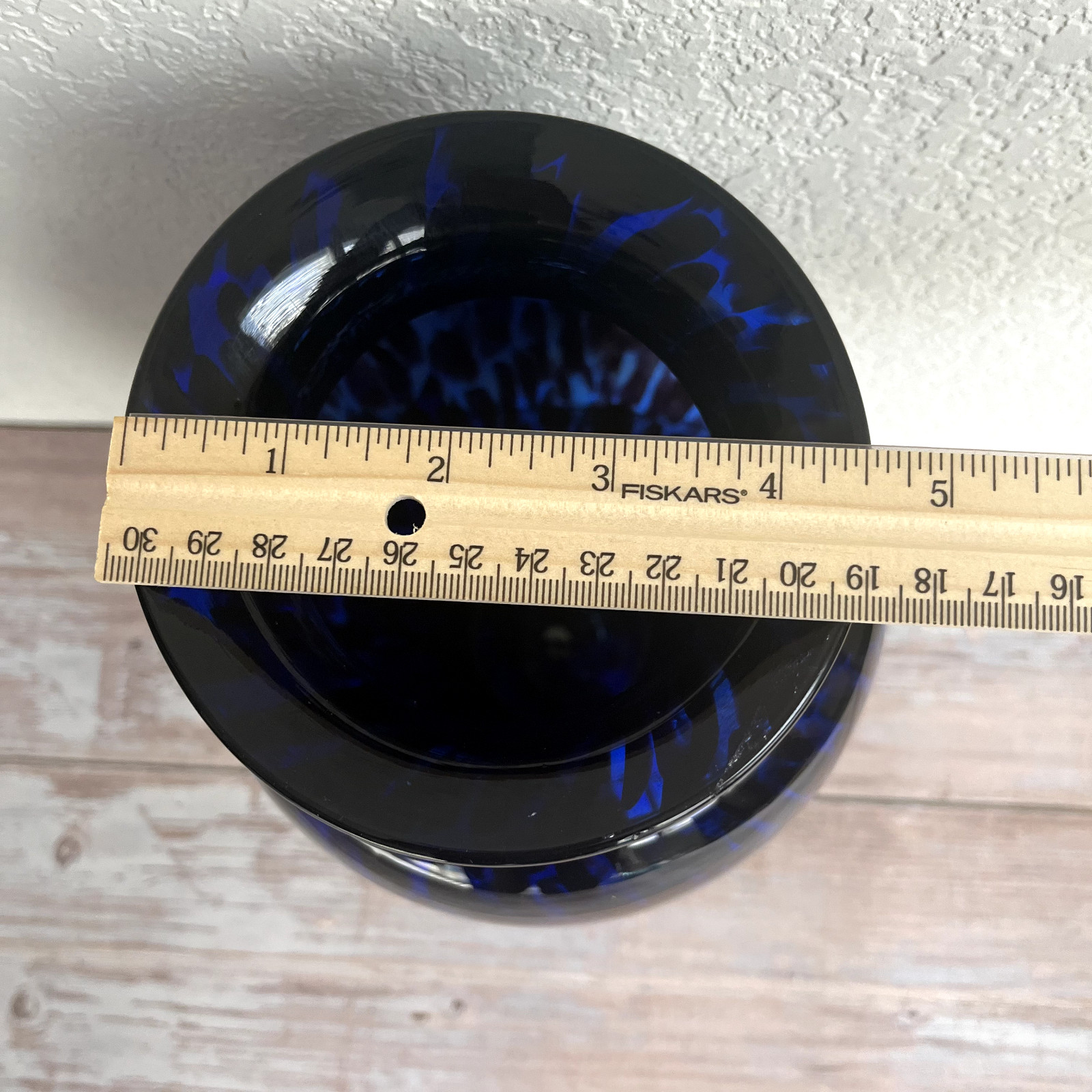Beautiful Large Hand Blown Cobalt Blue Vase Murano Style Art Glass 11.5 inches