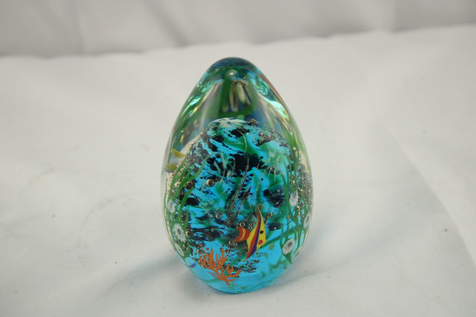 Paperwieght Glass Signed Zellique Studio 1998 Aquarium BSFH50 Multilayer