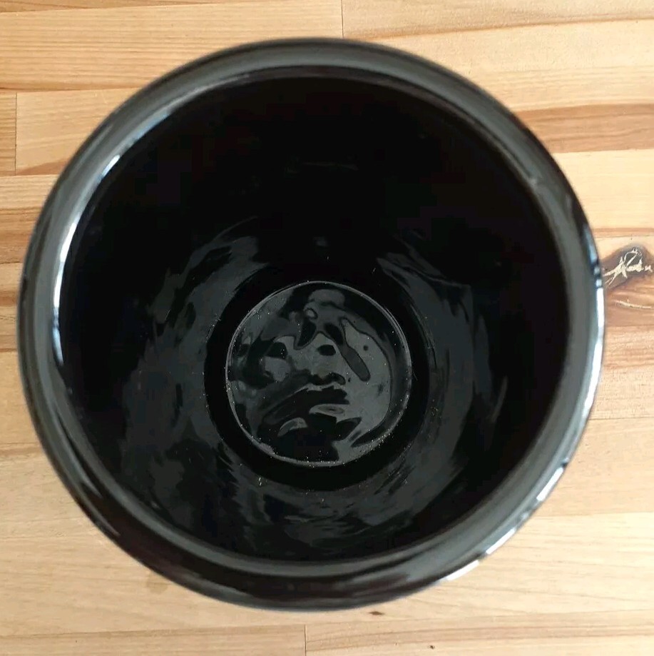 Vtg New Haeger MCM Vase Black Ebony 9″ Cylinder High Gloss
