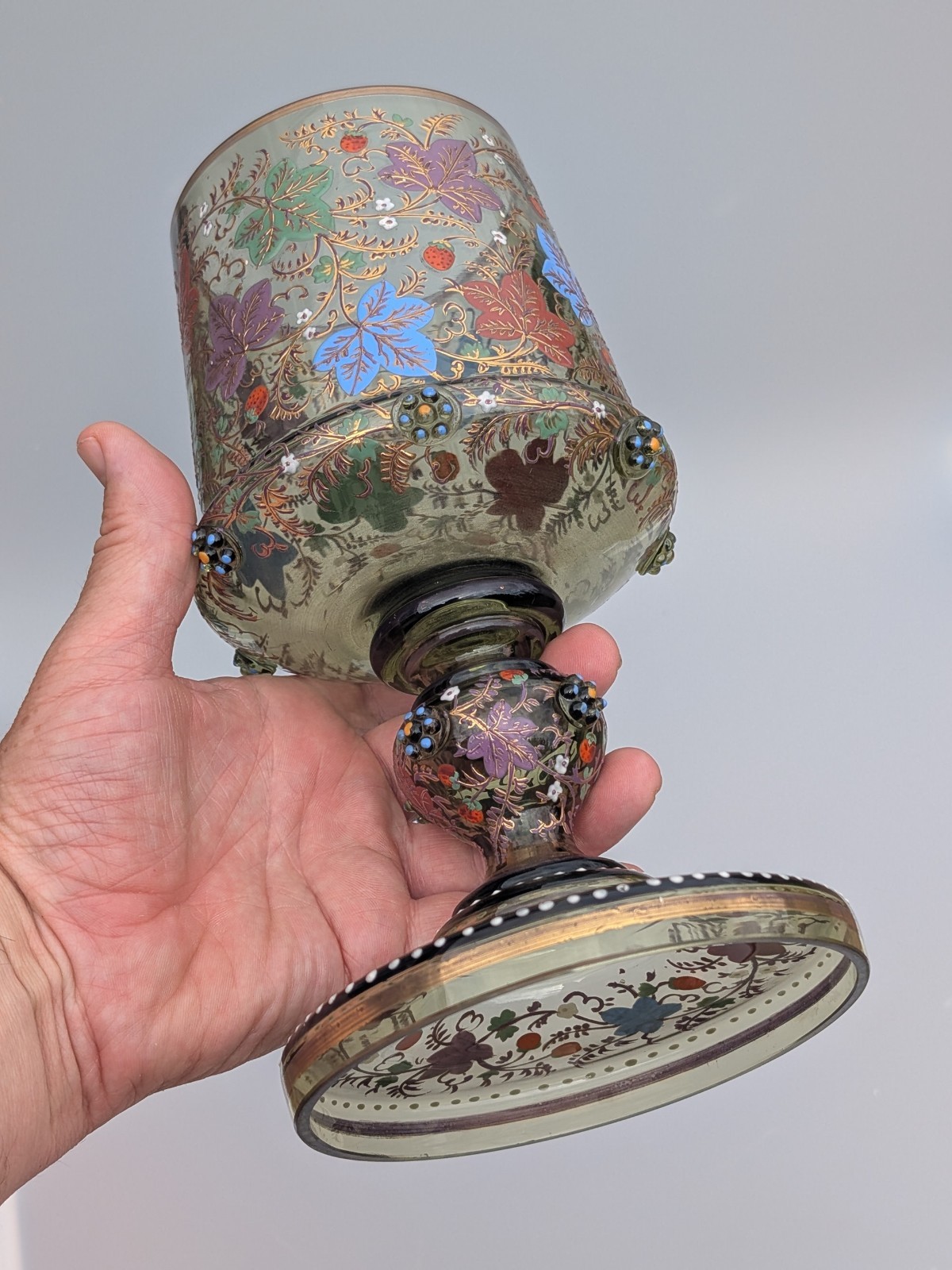 Antique 19th Century Moser Enamelled Glass Goblet Roemer Czech Bohemian