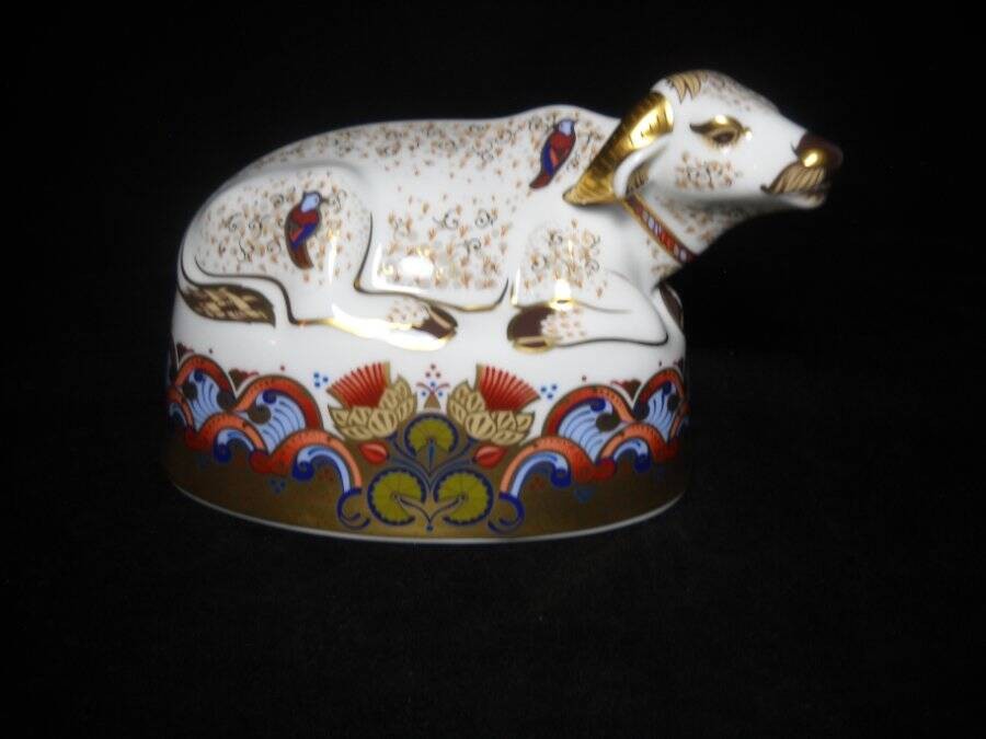 Rare Royal Crown Derby Water Buffalo Paperweight/Figure 4 3/4″ x 7″ Excellent