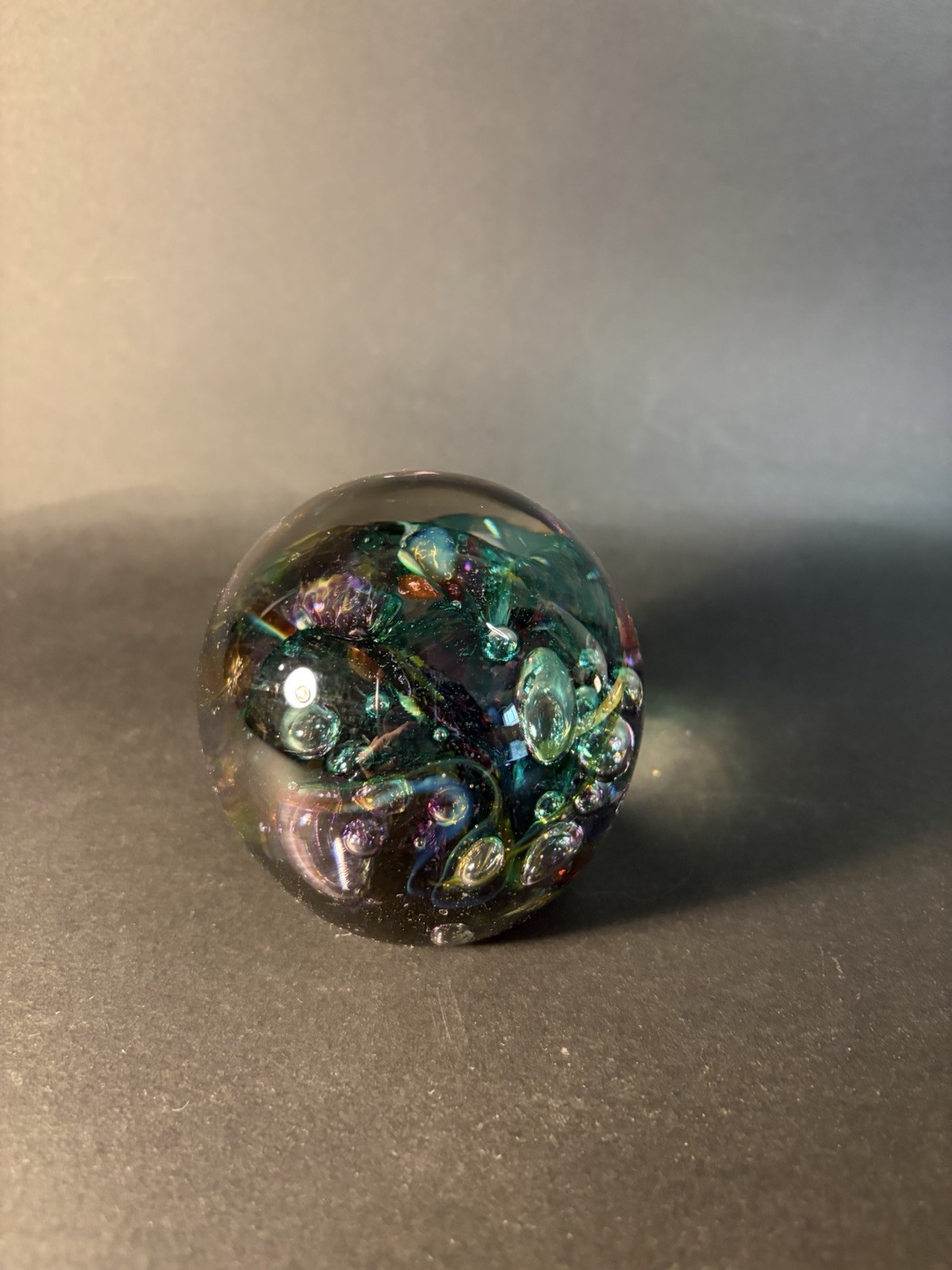 Robert Held Signed Art Glass Multicolor Swirl Bubbles -scratch On Bottom