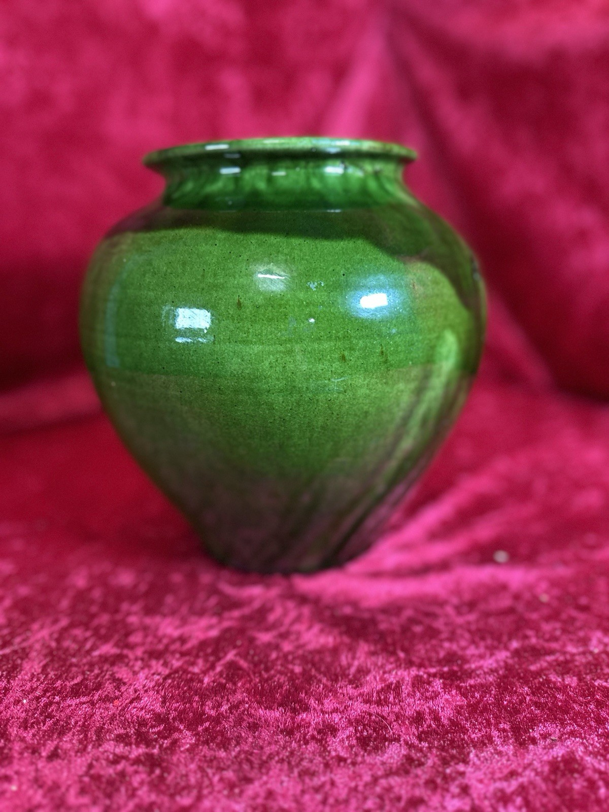 VTG Green Glazed Terracotta Pottery Vase MADE IN FRANCE!!!