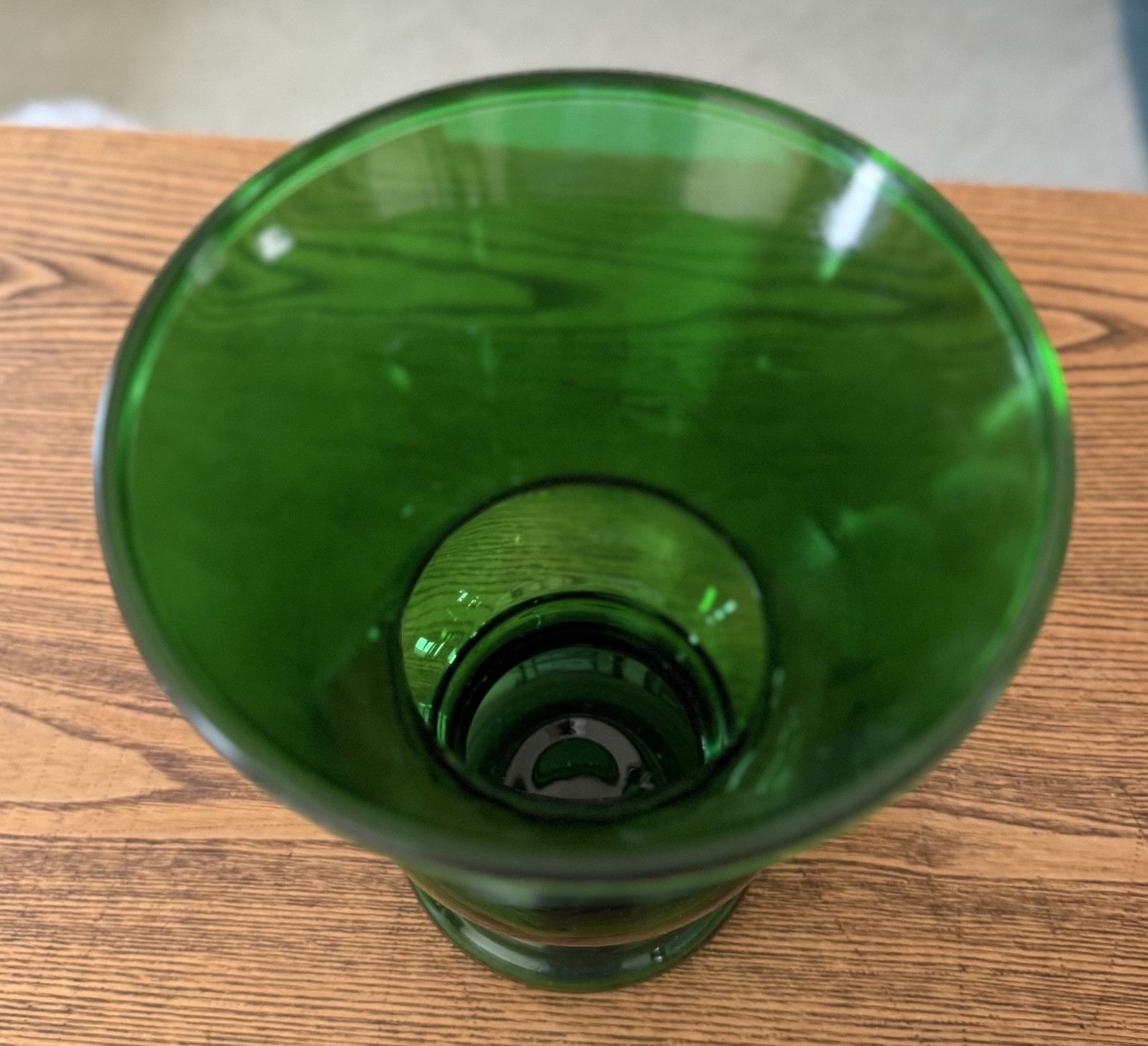Napco Forest Green Depression Glass 10” High Flared Vase
