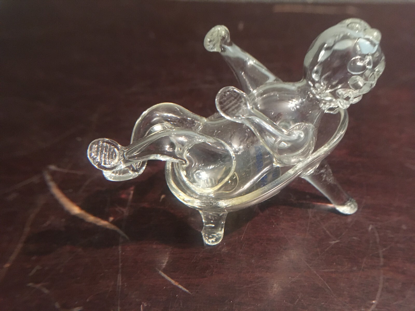 VINTAGE ITALIAN PARISE VETRO HAND BLOWN GLASS BABY IN THE TUB RARE