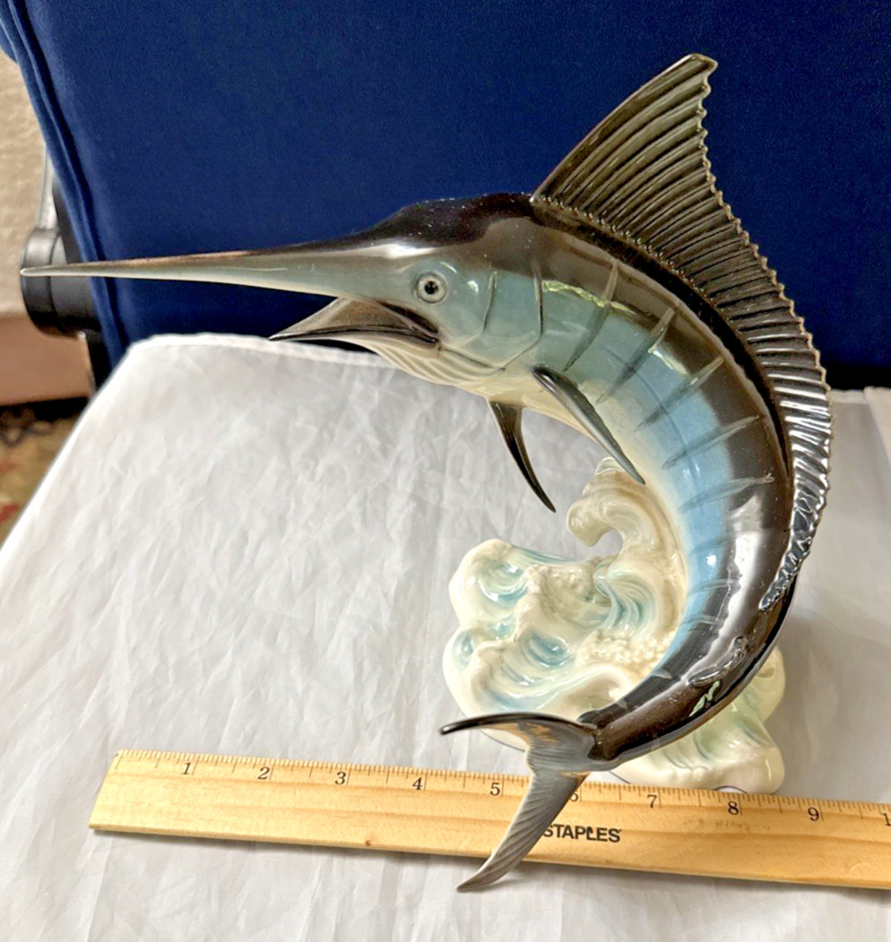 Goebel Porcelain ~ Breaching Blue Marlin Game Fish ~ West Germany Hand Painted