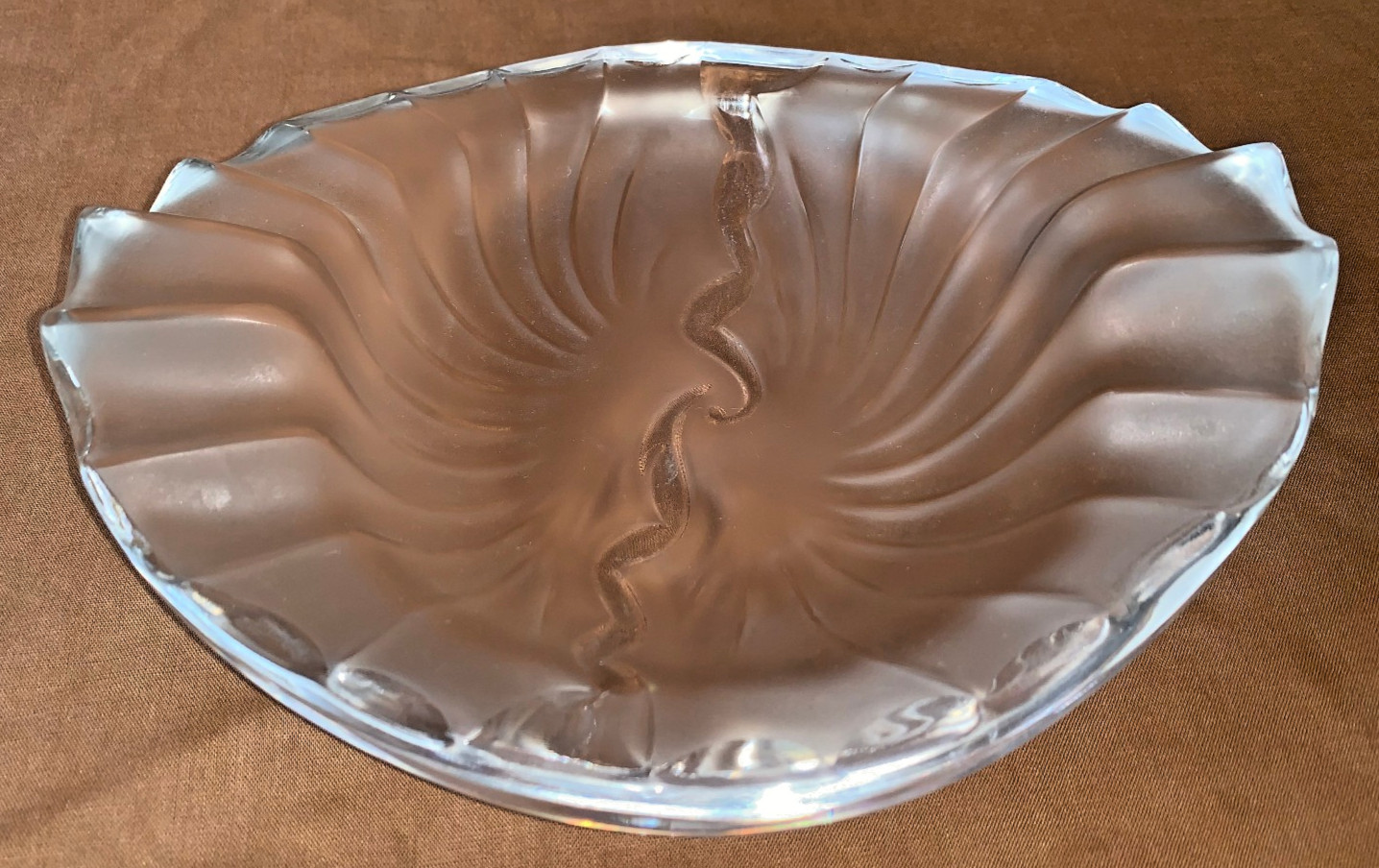 Lalique France “Nancy Cendrier” Frosted Satin Glass Ash Tray Ex Condition