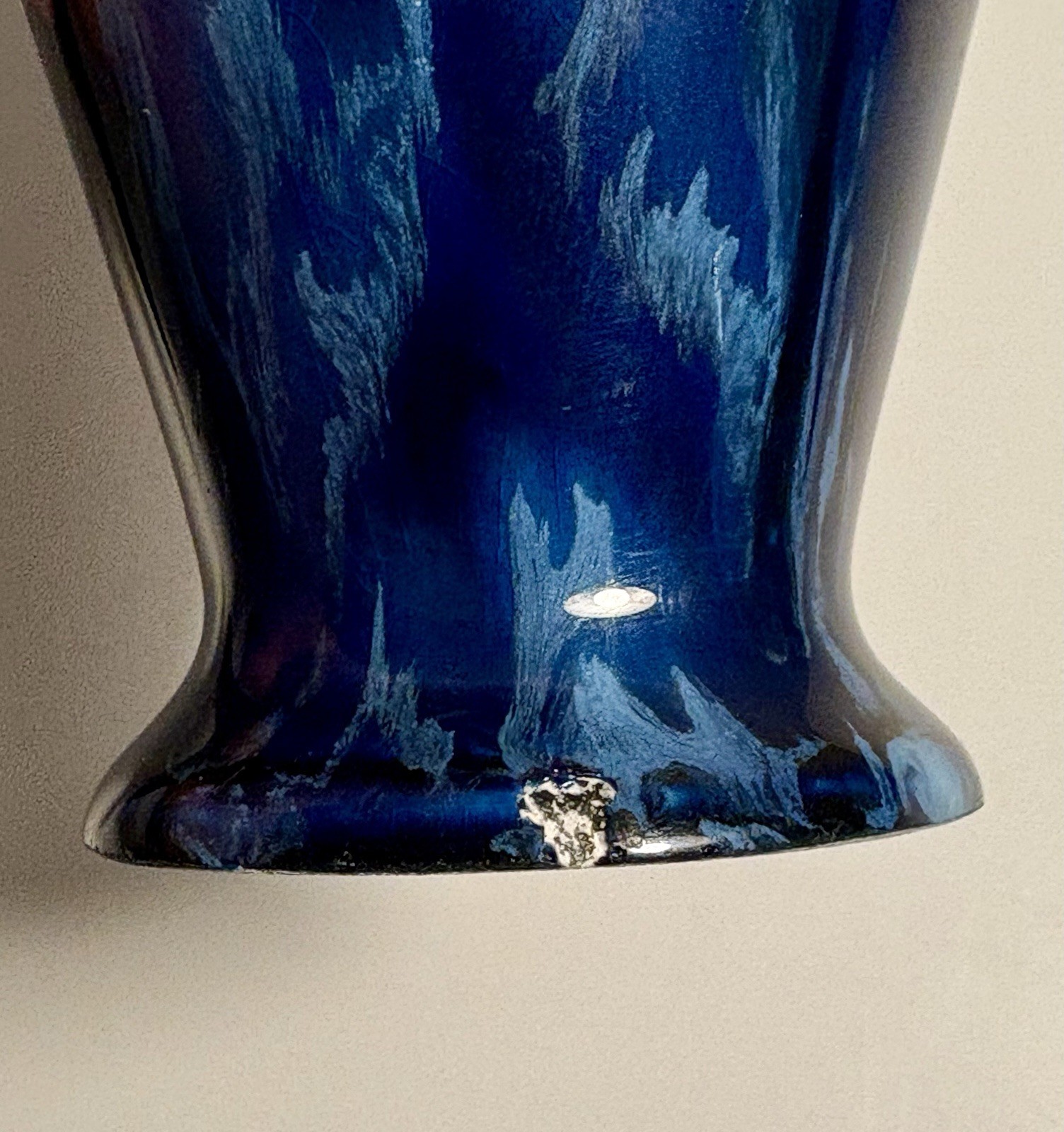 Vintage Drip Glaze Porcelain Vase Blue & Red Made in Czechoslovakia