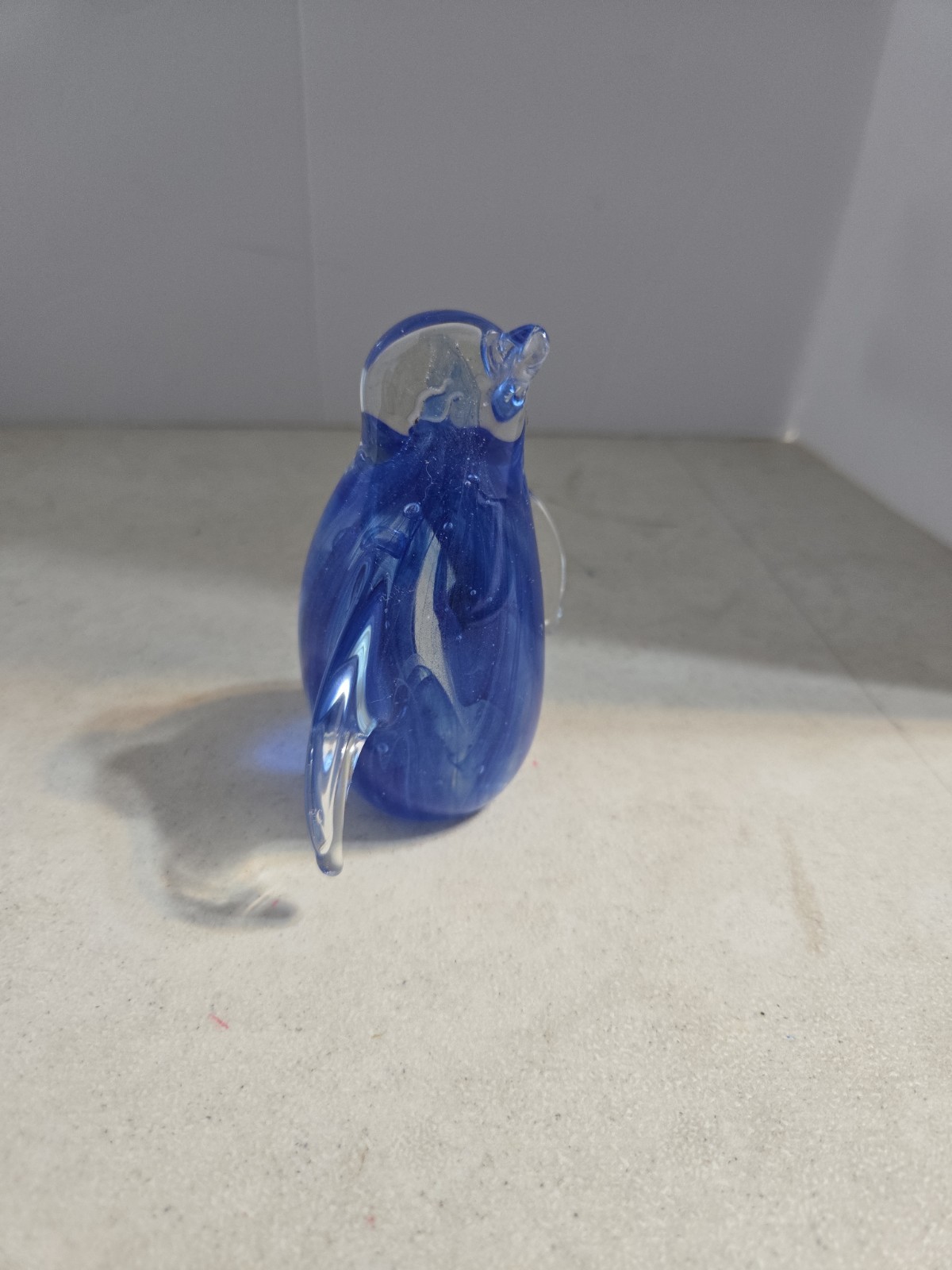 VTG Dynasty Gallery Art Glass Penguin Clear Blue Figurine Paper Weight