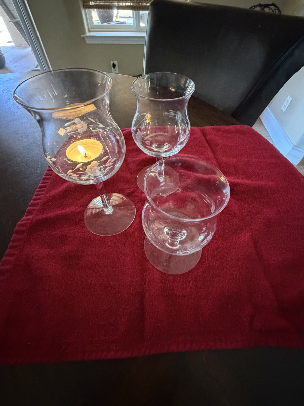 Princess House Heritage 3 Piece Tiered Crystal Votive Candle Holder Set #311