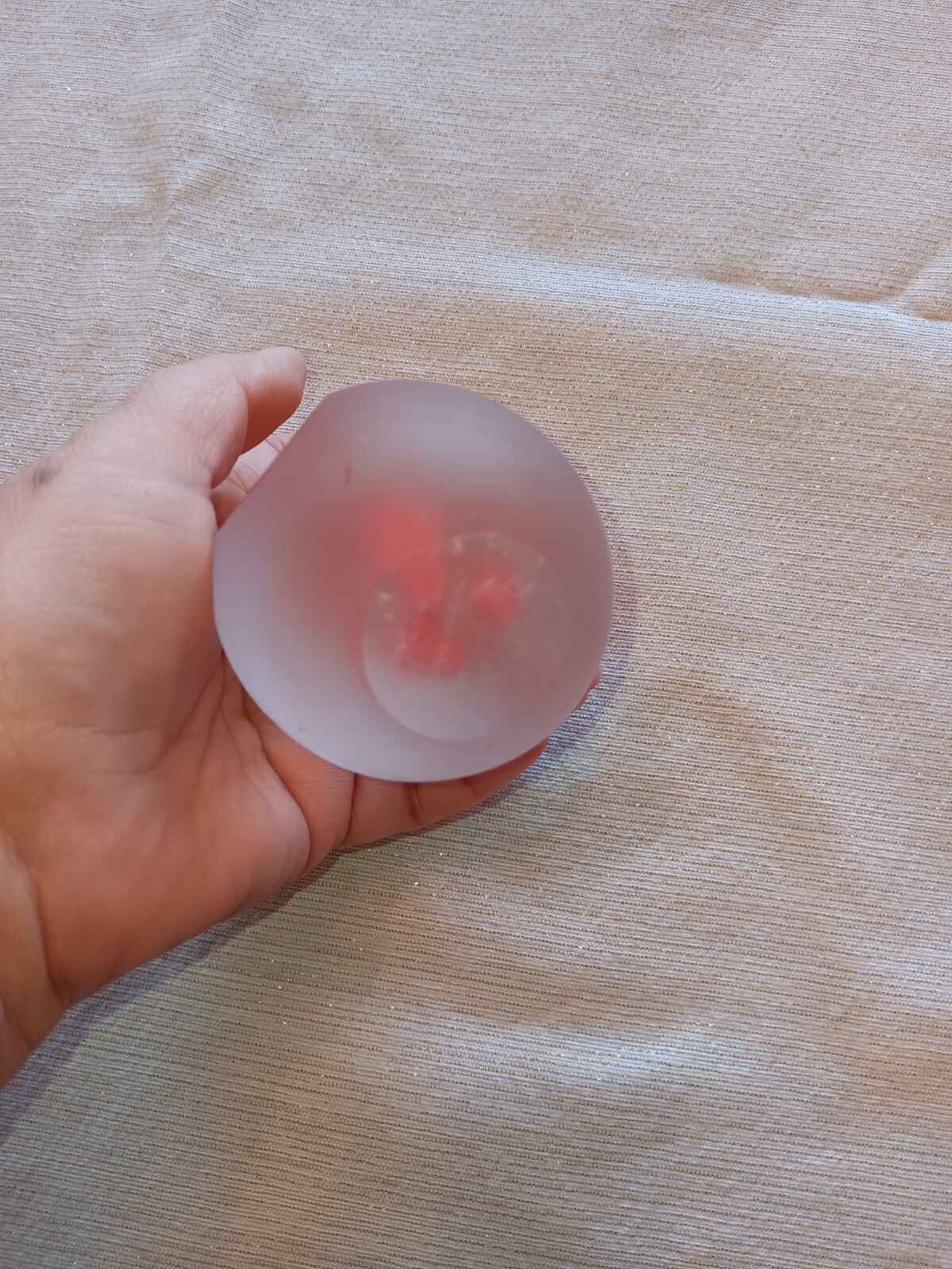 Murano? frosted art glass Vintage Teardrop Red Roses Flames Fire Paper Weight