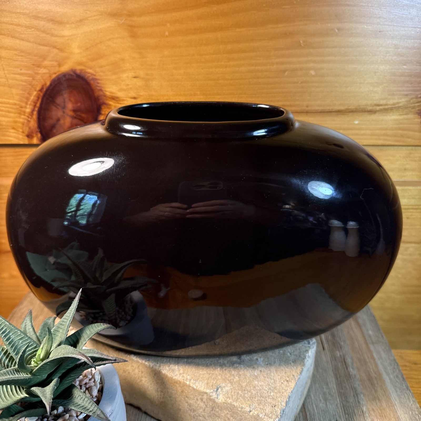 Vintage Chocolate Brown Haeger Oblong Vase #4317 Pottery Classic 1980’s Retro