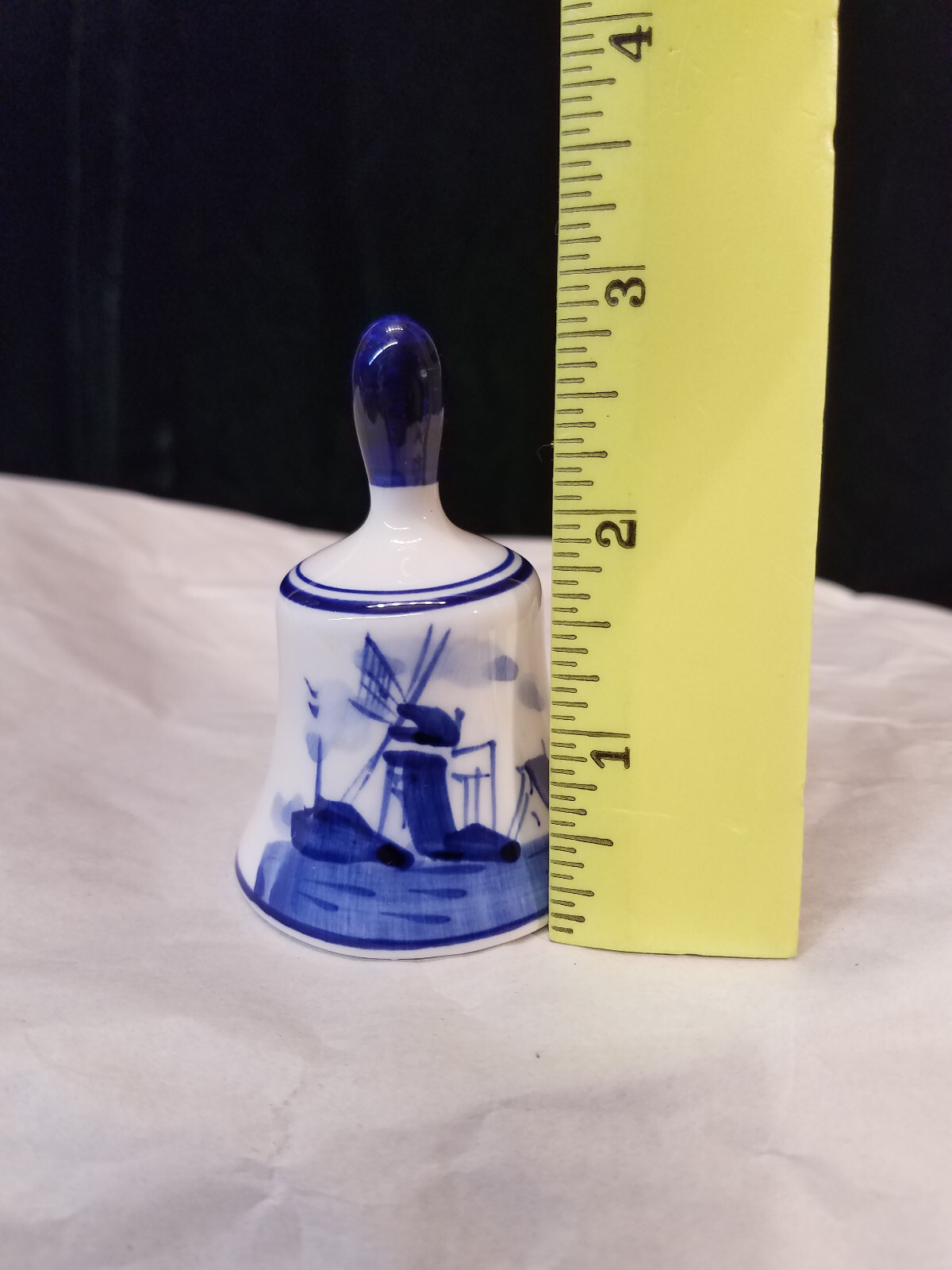 Handpainted Delfts Blue Miniature 2-3/4 Inch Tall Windmill Bell Ceramic