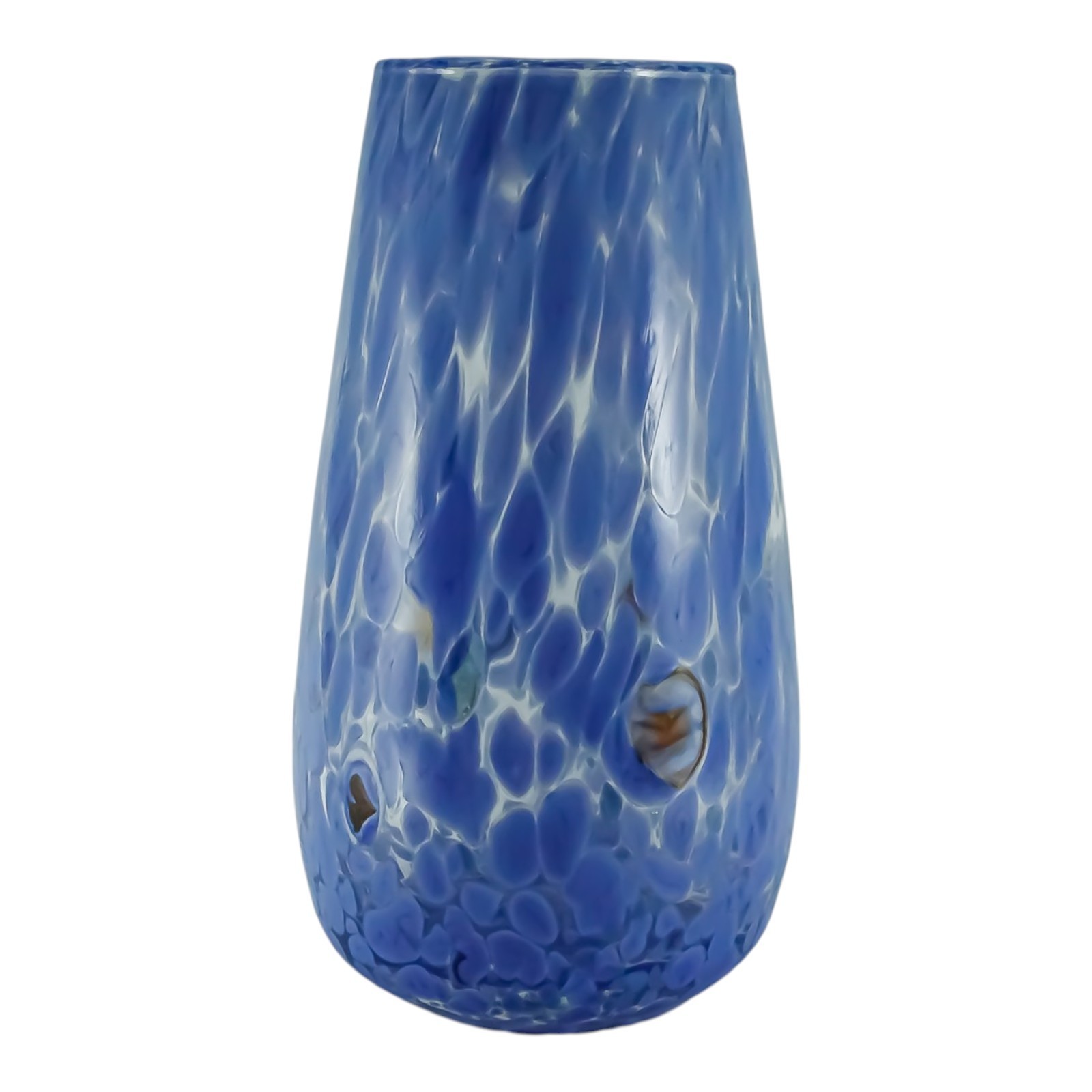 Large Murano Glass Vase Blue Multi Millefiori 22.5cm