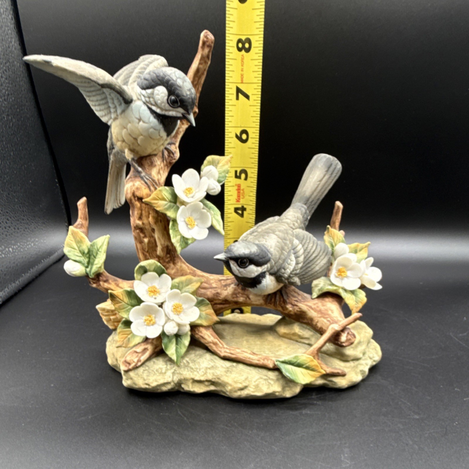 Andrea by Sadek porcelain black-capped chickadee figurine, hand painted, Japan
