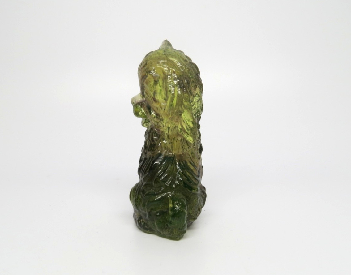 RARE Boyd Art Glass Skippy the Dog With 5th Five Year Mark Green UV Glows