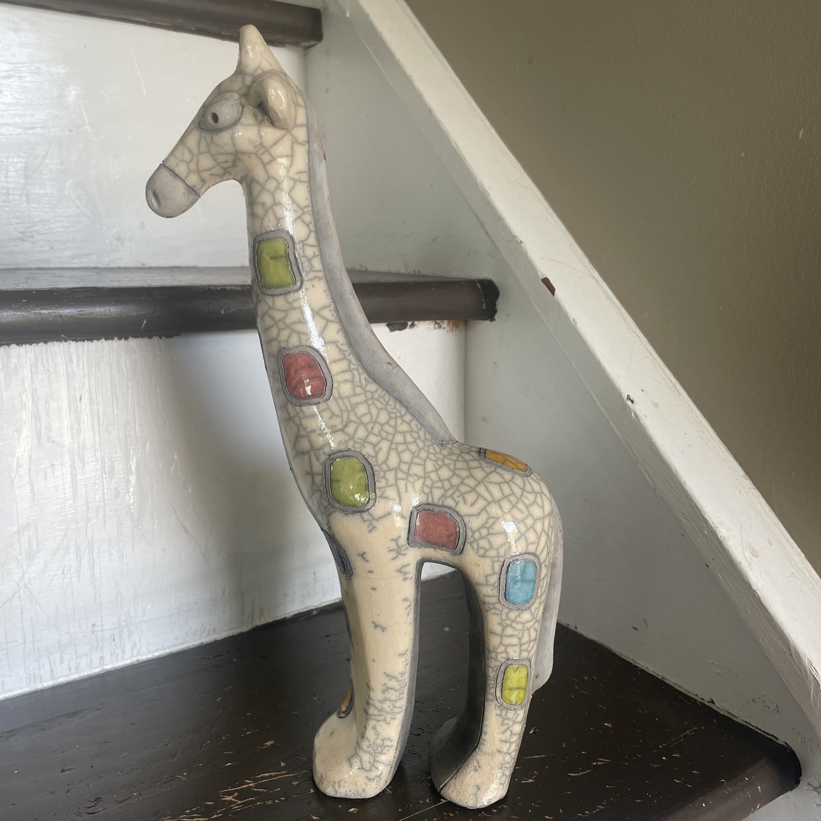 FENIX Raku Pottery 12″ Giraffe Figurine Hand Made in South Africa Mosaic Style