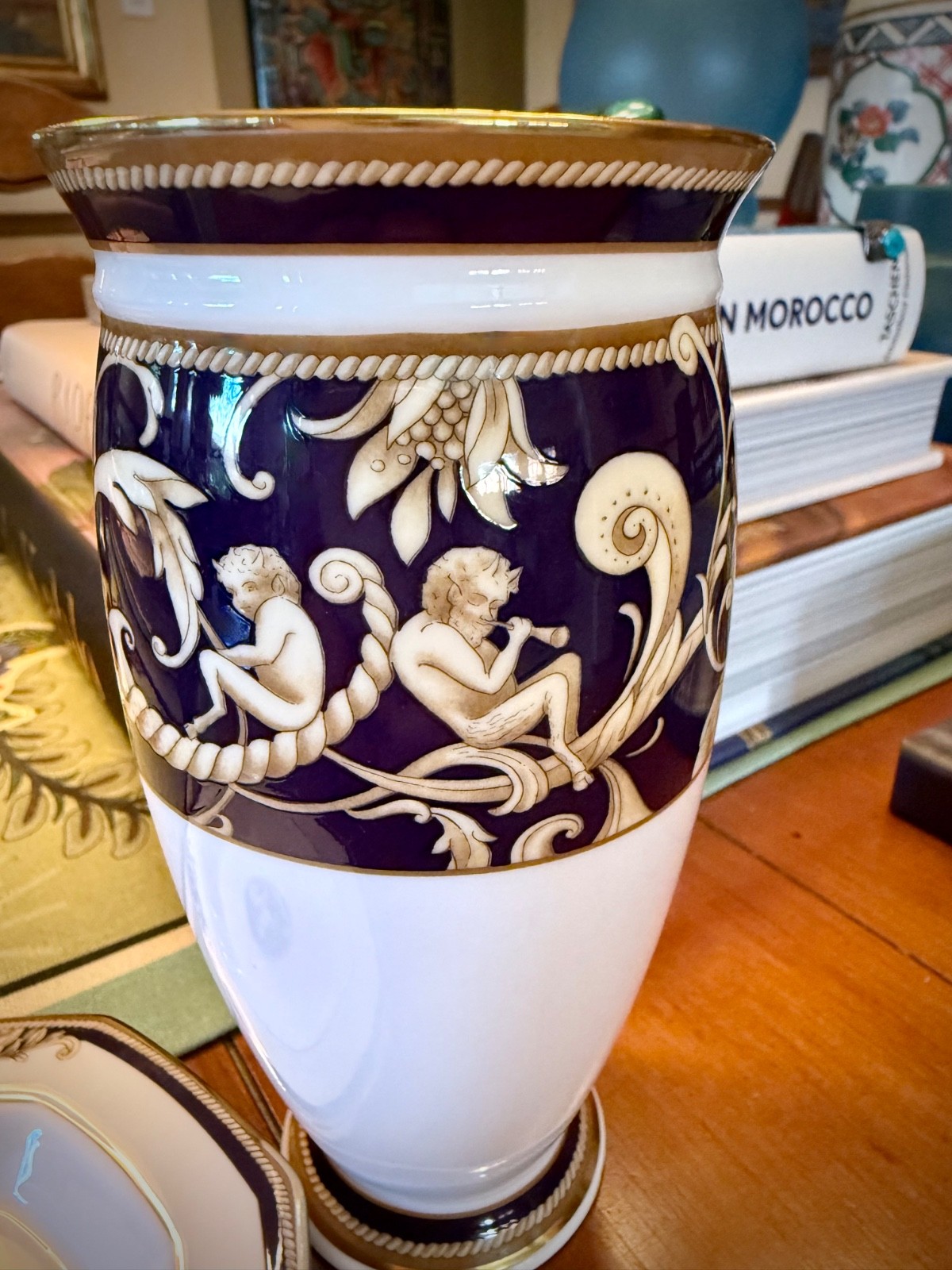 2 pc. Wedgwood Cornucopia Bone China 6″ Vase & 5″ Tray EXCELLENT