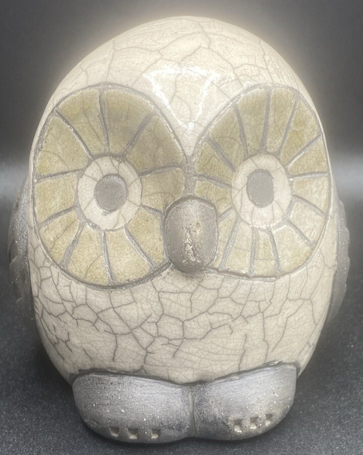 RAKU Pottery Owl South Africa Figure 5” Signed EUC