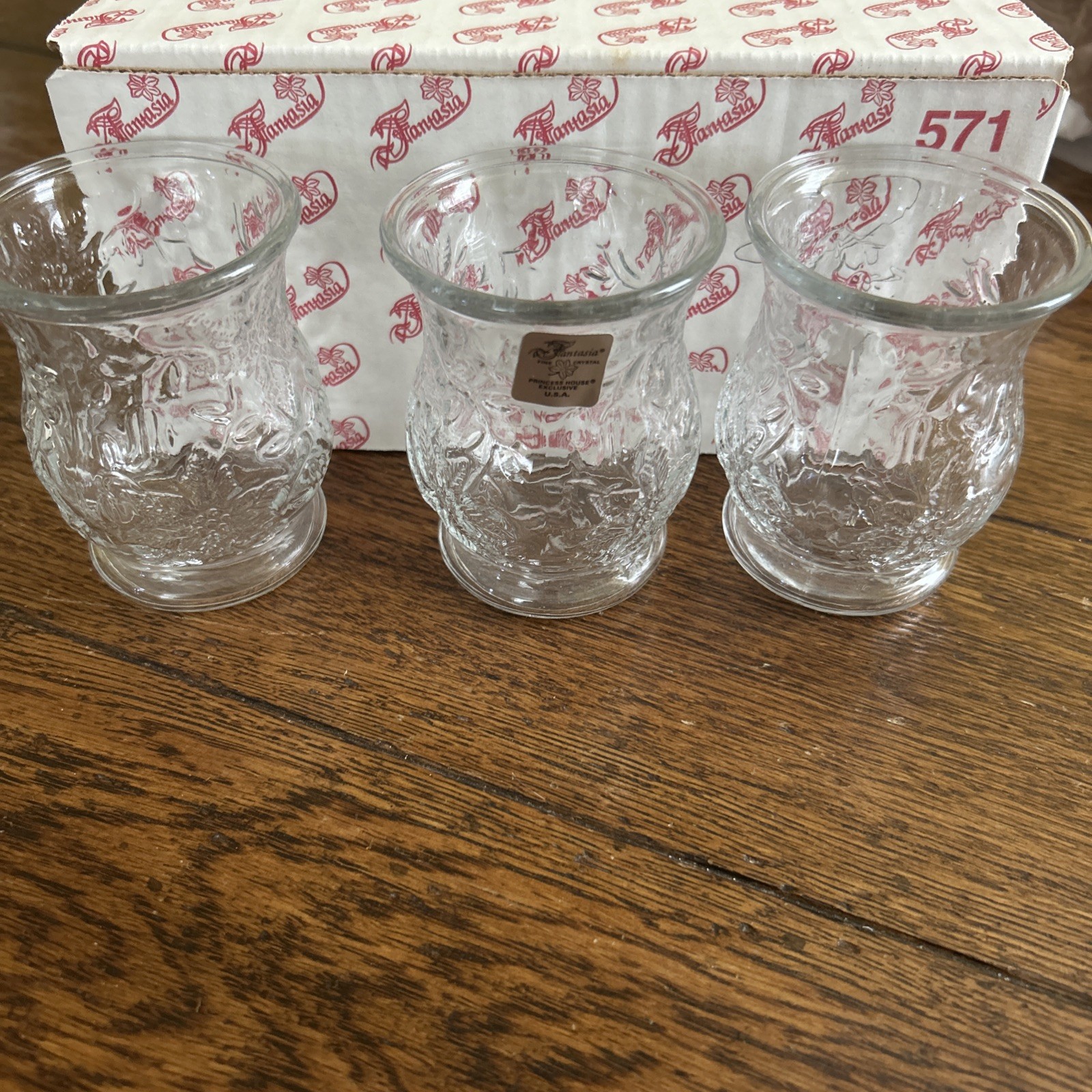 Set Of 3 PRINCESS HOUSE Fantasia 3 Crystal Votive Candle Holders #571 NIB