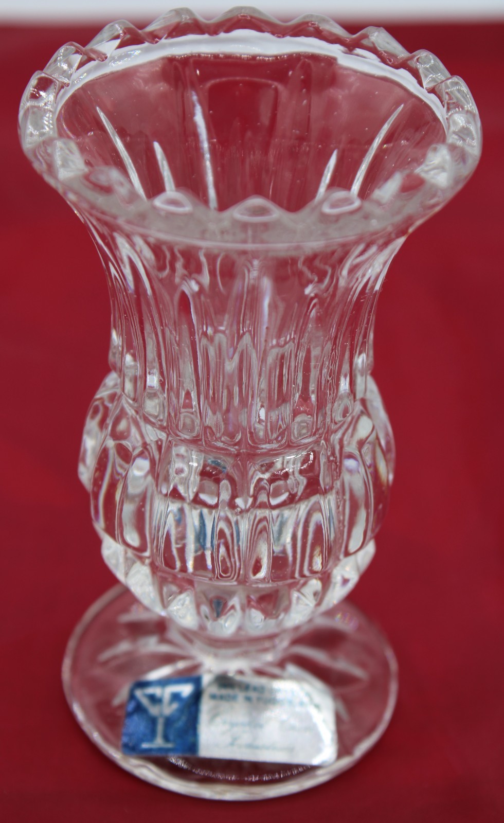 Vintage 24% Lead Crystal Small Pedestal Vase Crystal Clear Industries Yugoslavia