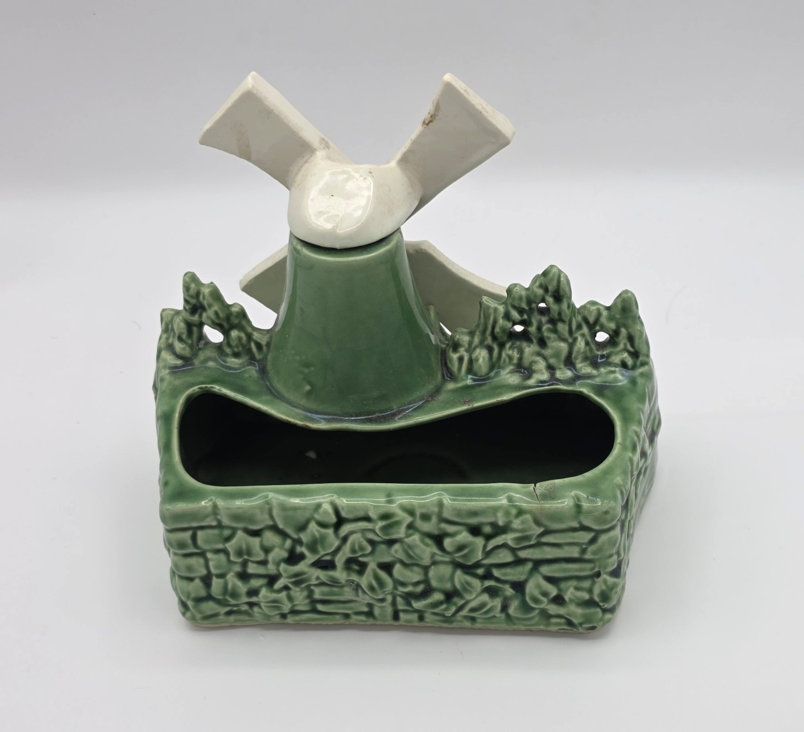 Vtg Shawnee Forest Green Dutch Windmill Ceramic Planter 715 Mid Century Modern