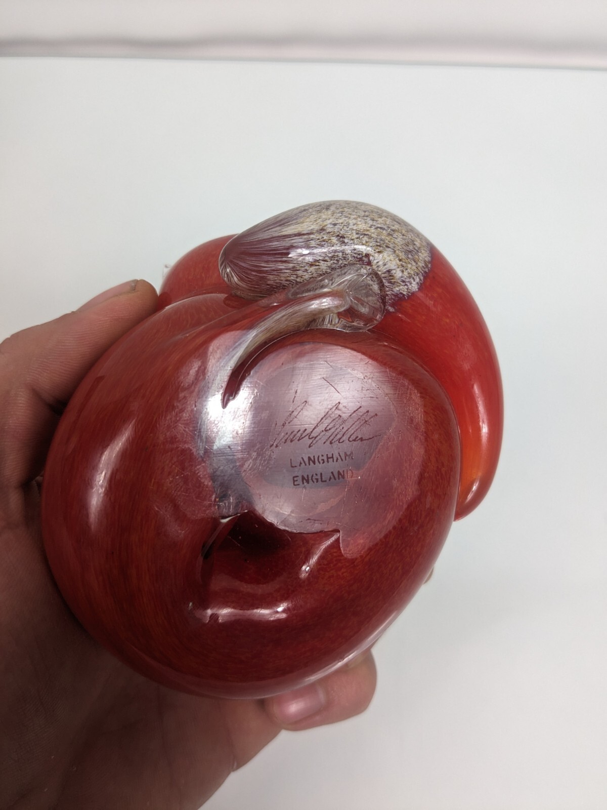 Beautiful Langham England Fox Paperweight HandBlown Art Glass Signed Paul Miller