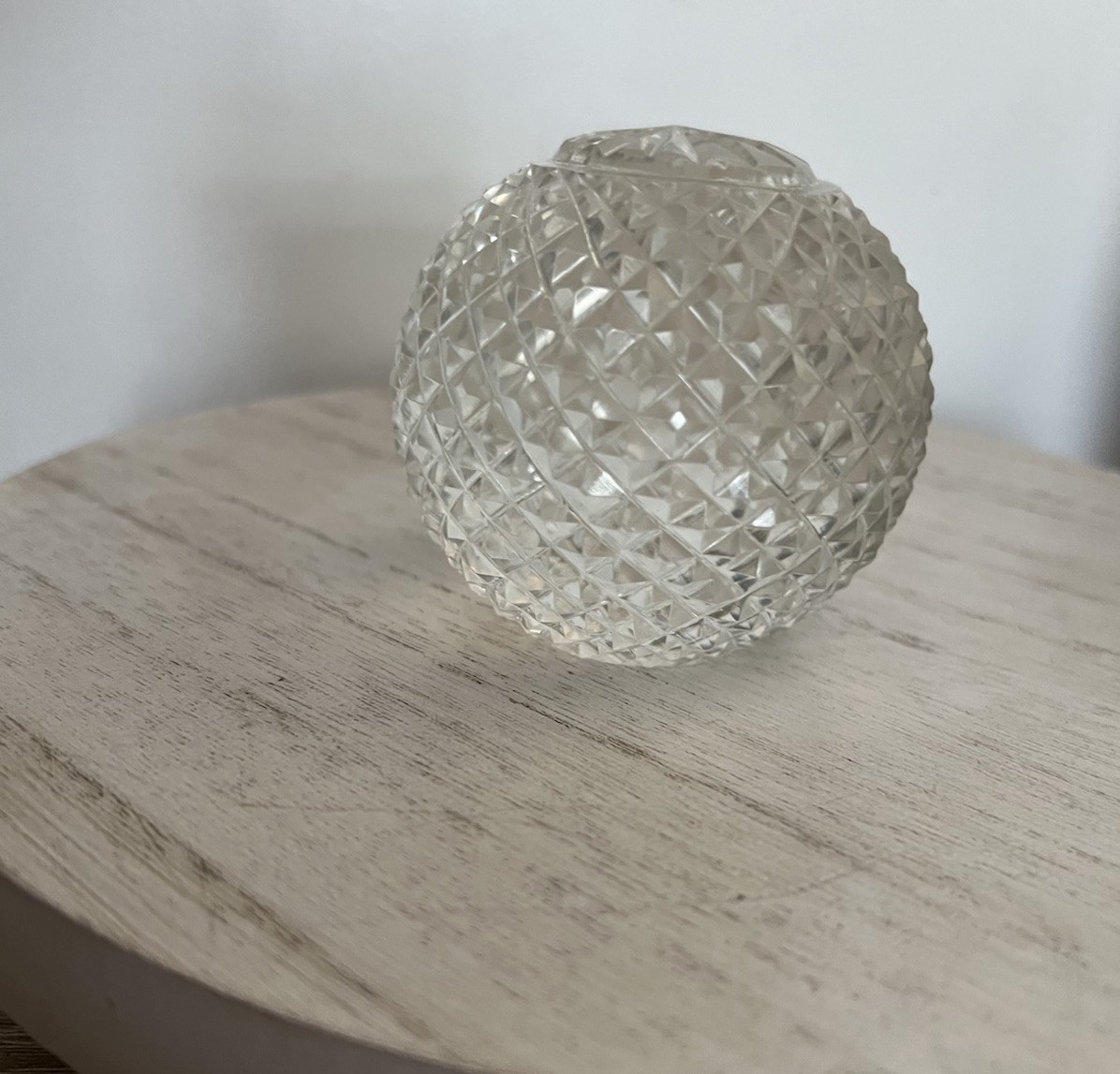 Vintage Cut Crystal Ball Sphere Clear Round Ball Paperweight 3”