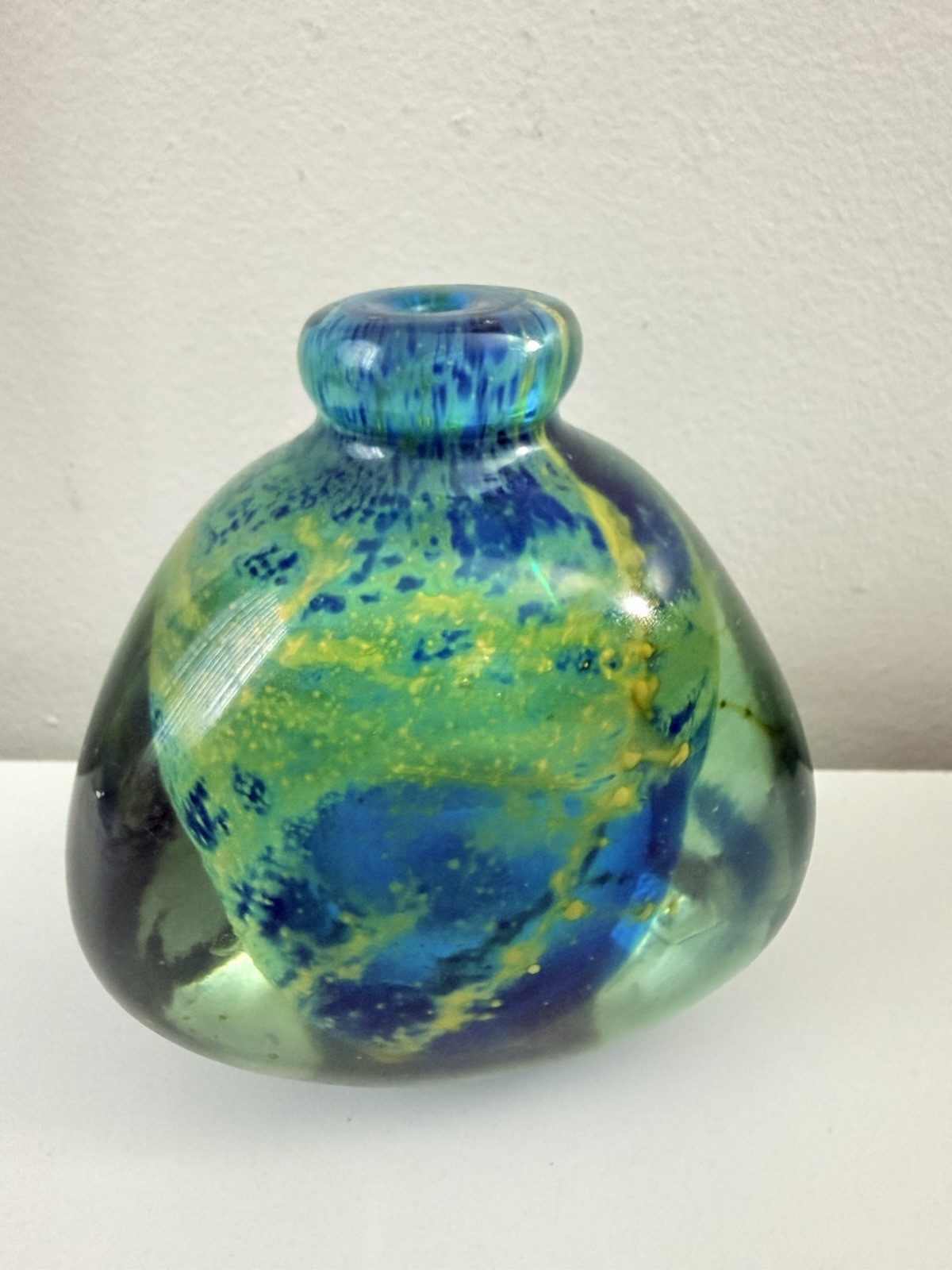 Mdina Michael Harris Sand & Sea 3 Sided Perfume Scent Bottle/Vase Blue/Gold EUC