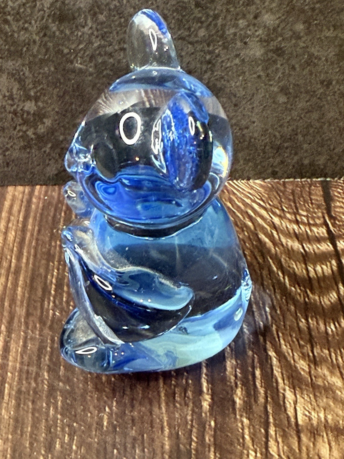 VTG Blown Glass Blue Bear Figurine United States Commemorative Fine Arts Gallery