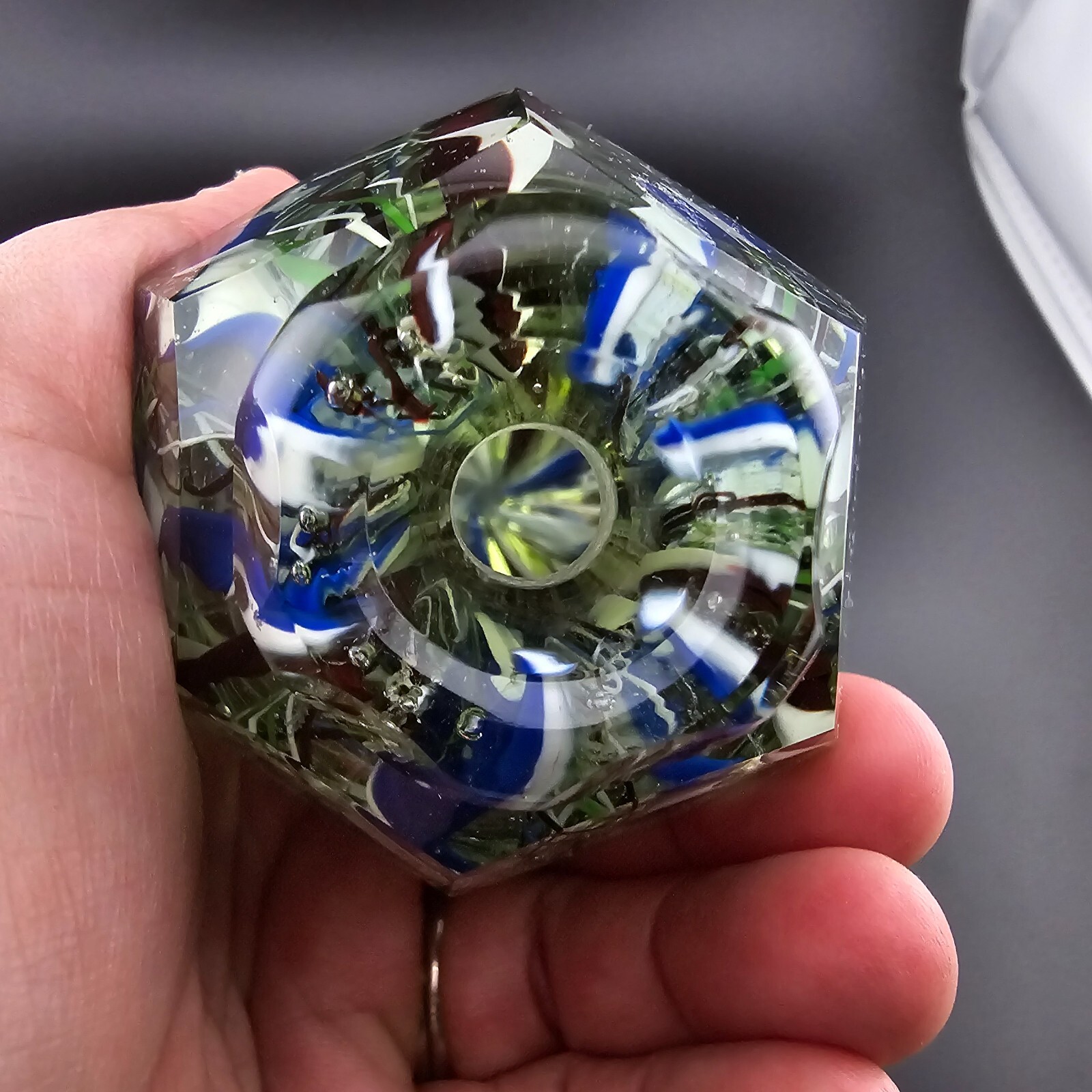 Murano Art Glass Paperweight Faceted Cane Work Vintage Italian Hand Blown