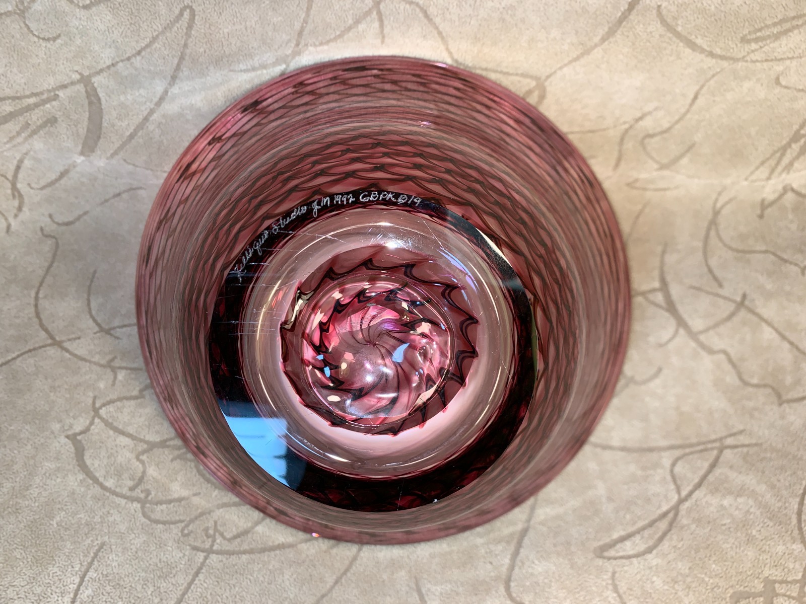 1992 Lalique Red Bowl Tornado