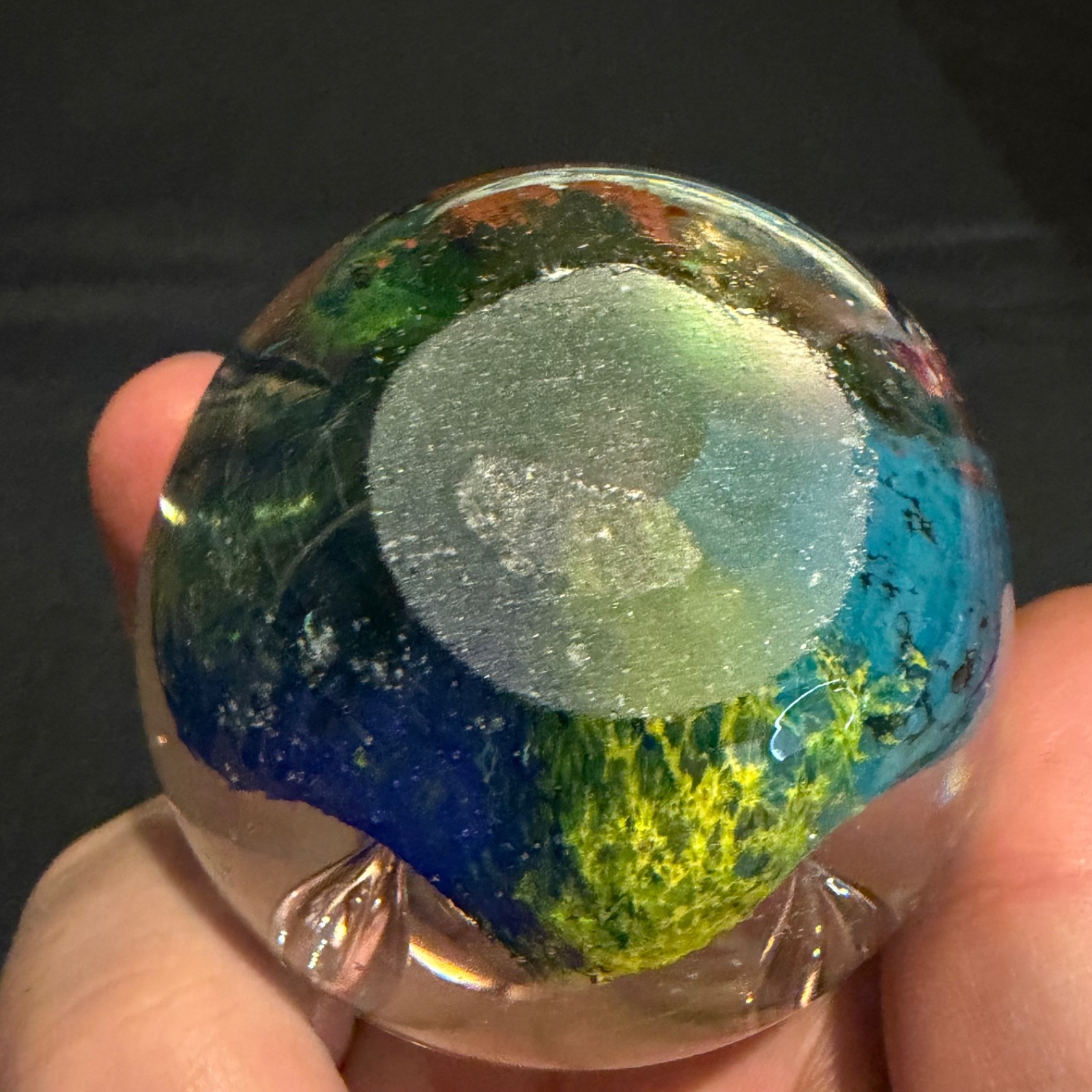 Vintage Multi-Color Controlled Bubbles Murano Style Glass Paperweight 13 oz