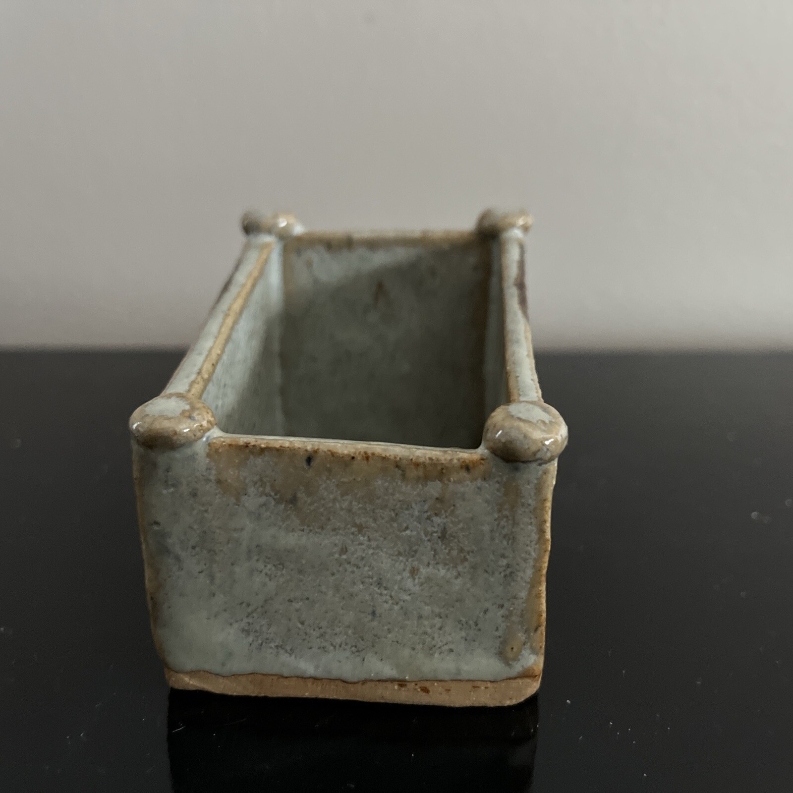 Studio Pottery Artist Signed PASHID Box Holder Hand Painted Blue Set Of 2