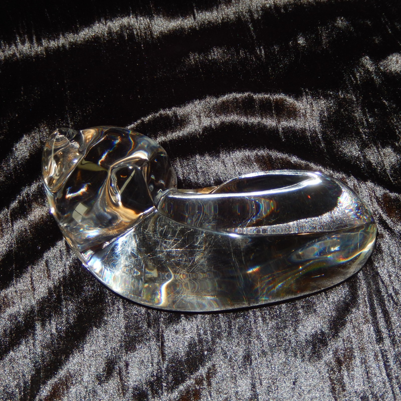 Large Signed Vintage Val St Lambert Art Glass CAT Animal De Sousa Scuplture