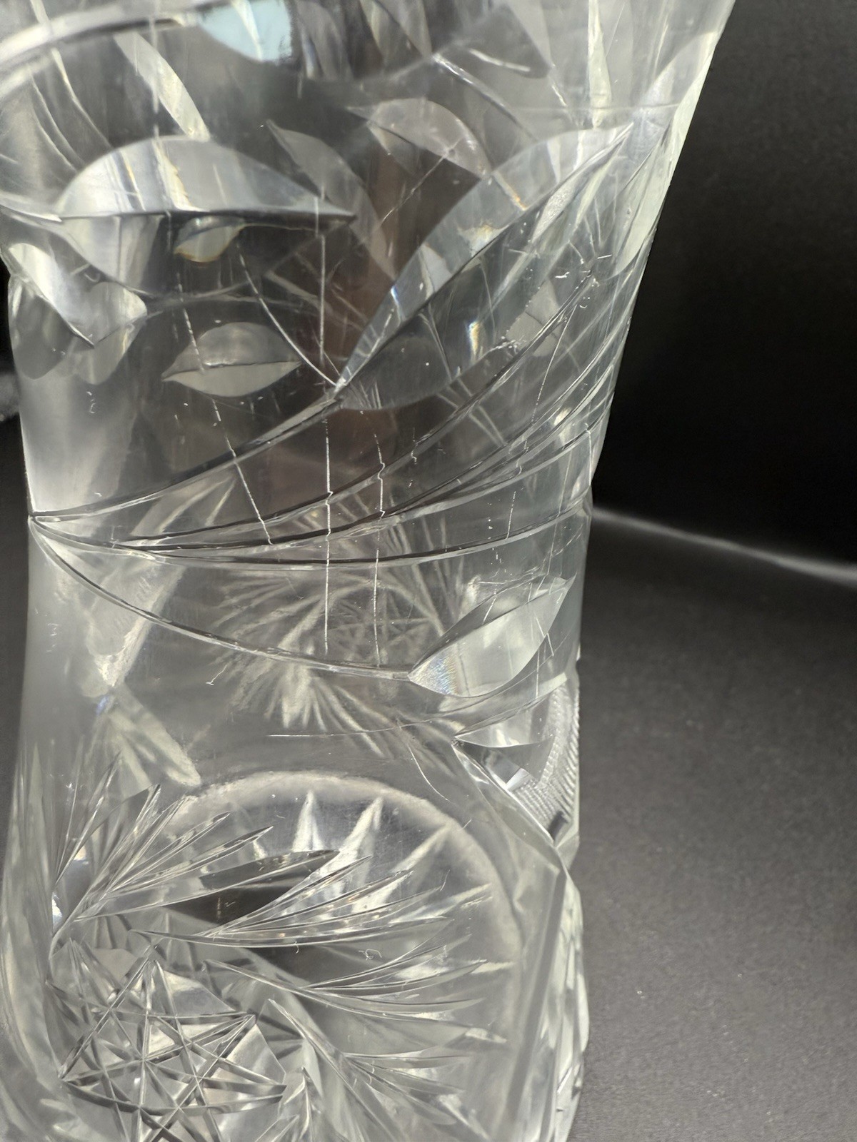 Antique American Brilliant Cut Glass Crystal Vase 10’ Pinwheel Sawtooth