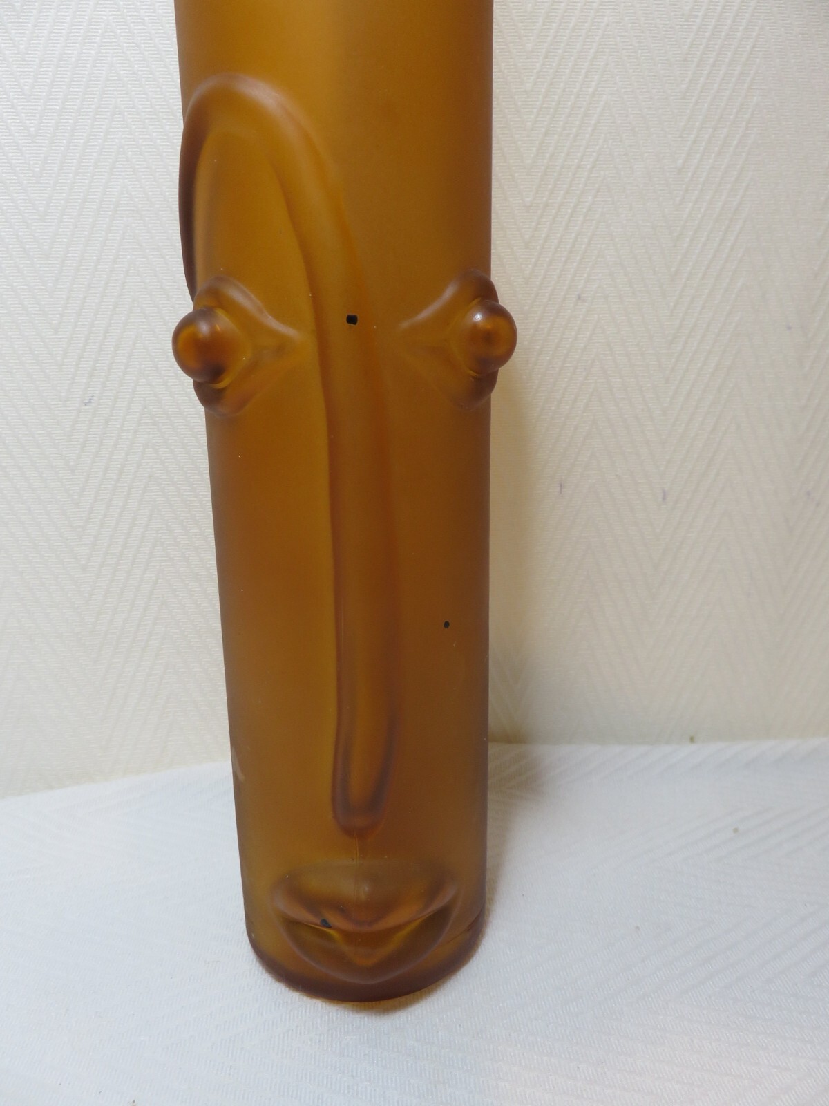 Vintage Kefla Depose France glass wine bottle with face