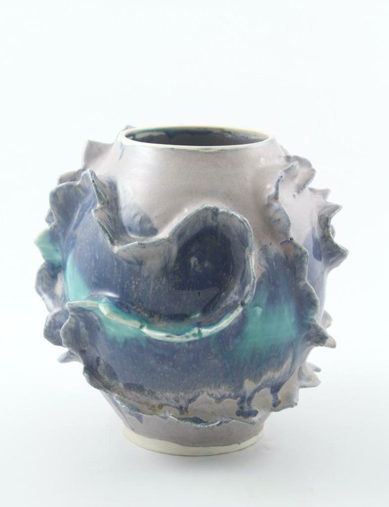 Signed Genevieve Groesbeck Studio Pottery Drip Glaze Vase-New Hampshire Artist