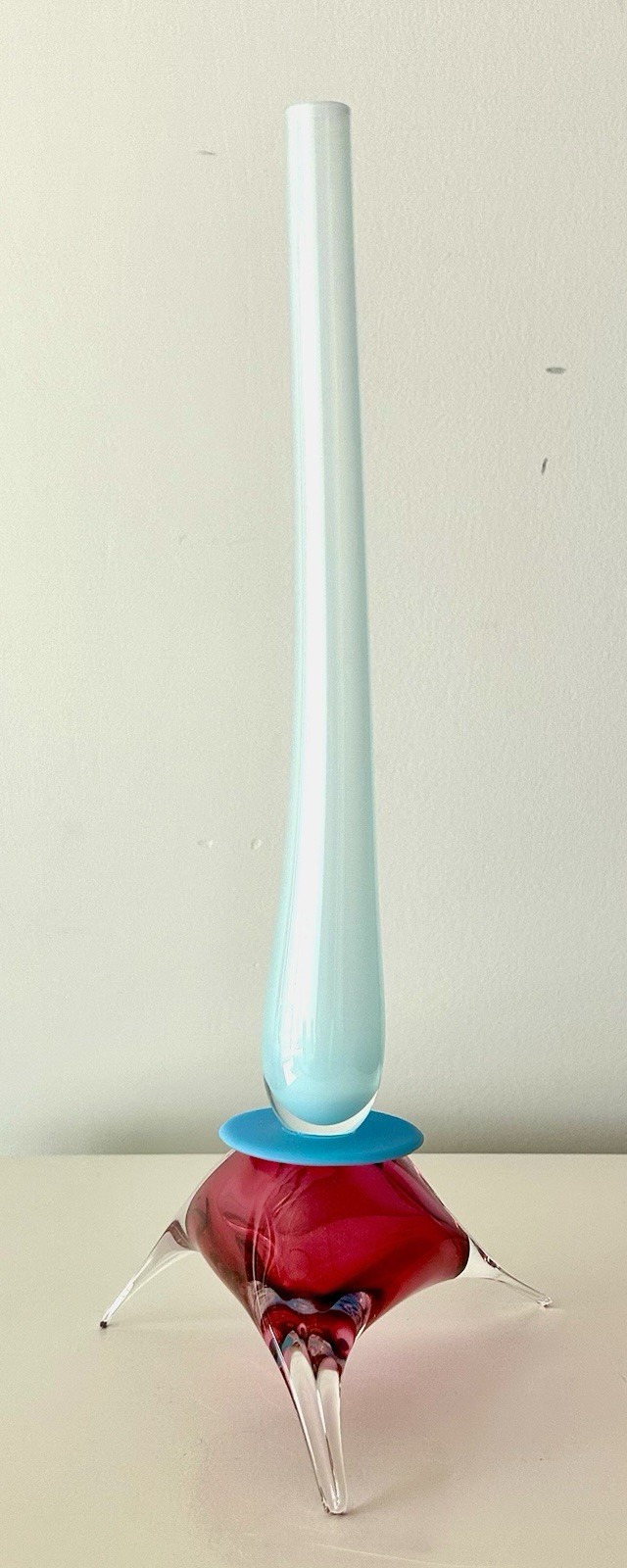Outstanding Stephan Cox Art Glass Tripod Vase Signed 14.25”H