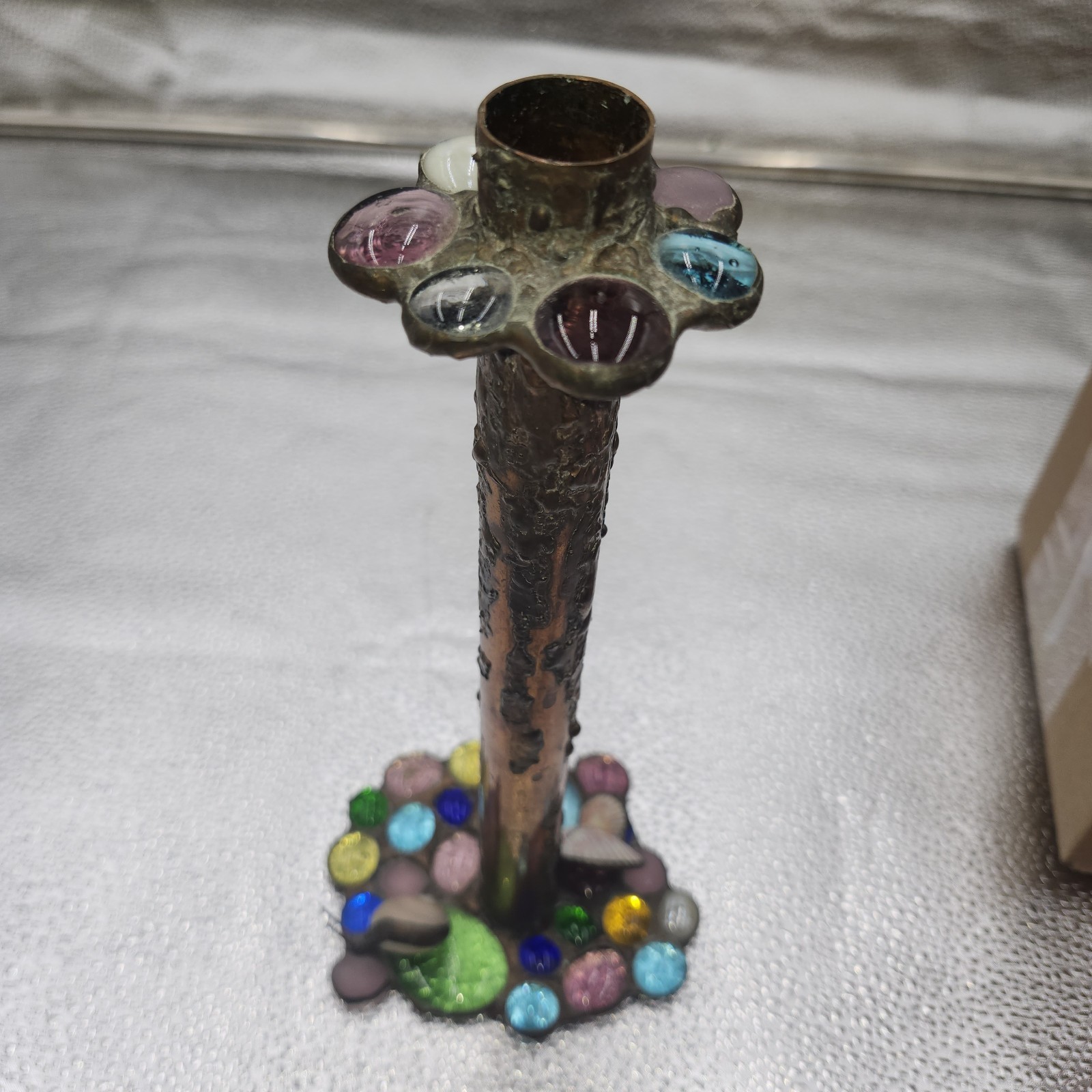 Diane Markin Handmade Jewel Glass Copper Metal Drip Candlestick sNAIL