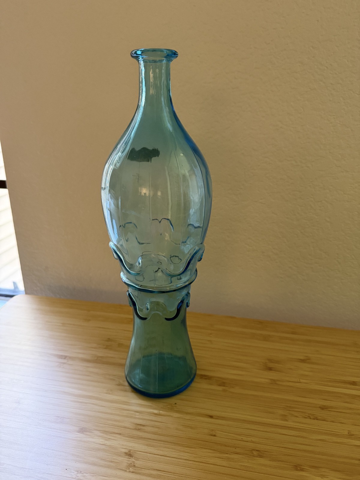 Vintage Blue Glass Genie Bottle by Rossini in Empoli, Italy, 15″, No Stopper